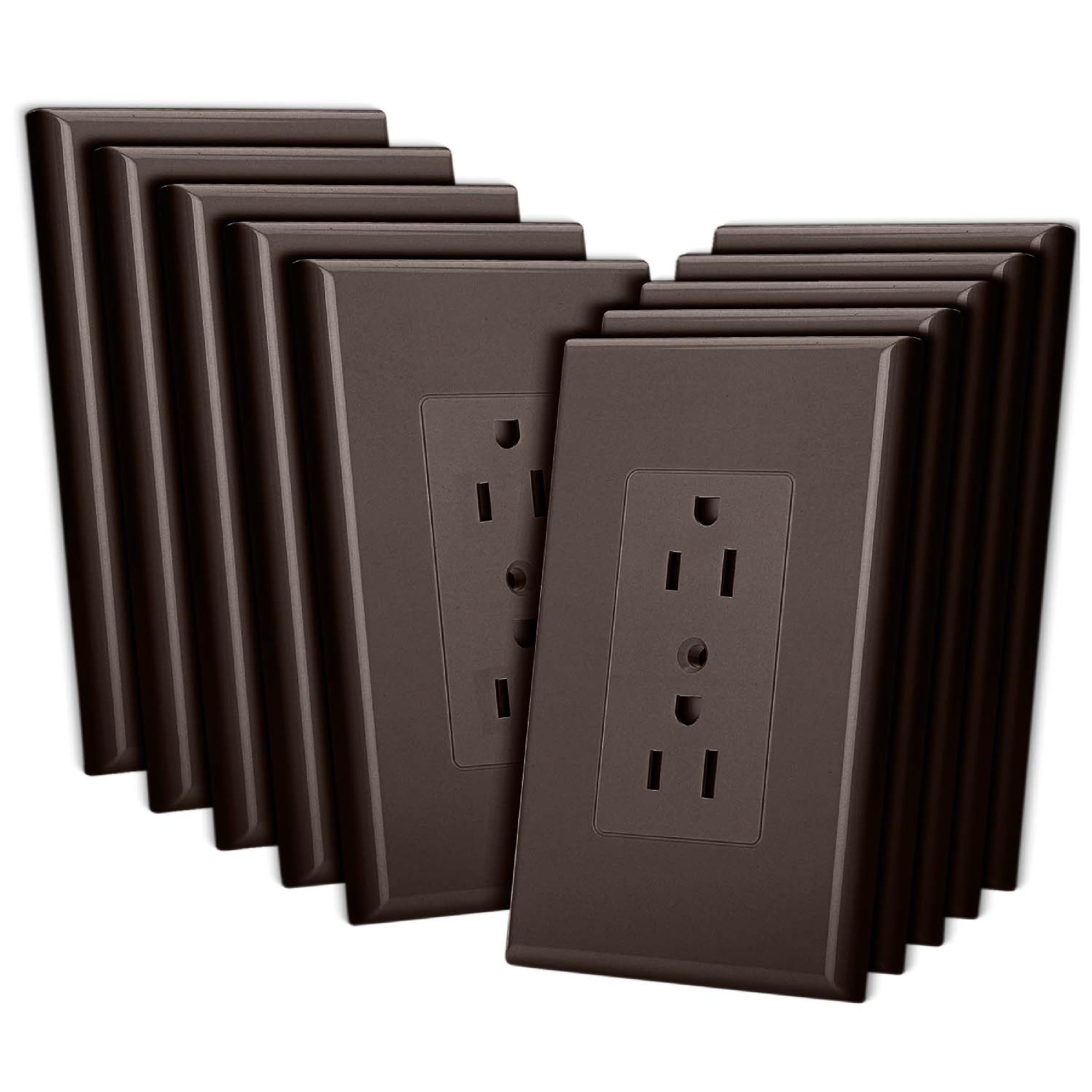 Dark brown Bates 1-gang duplex wall plate 10-pack