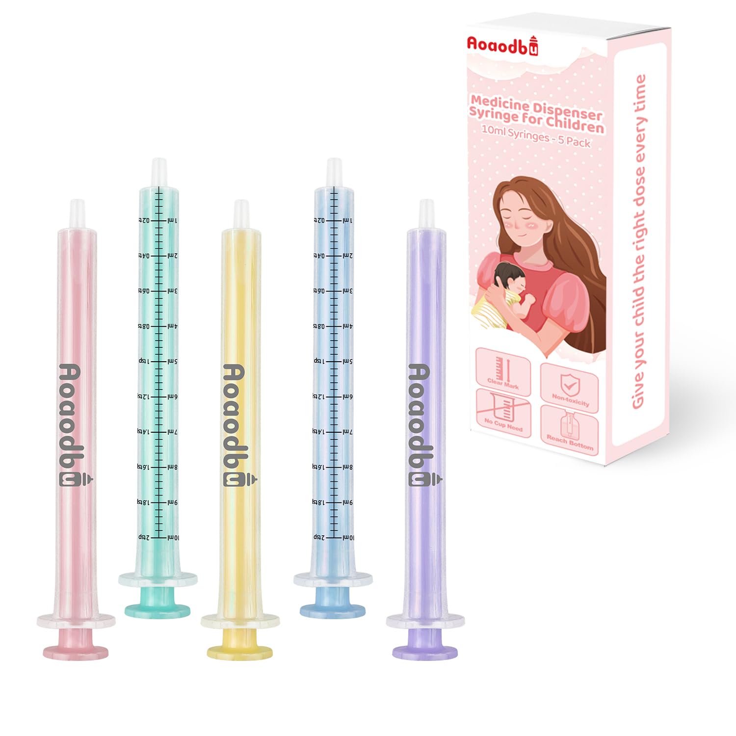 Colorful baby medicine syringes with clear measurement markings