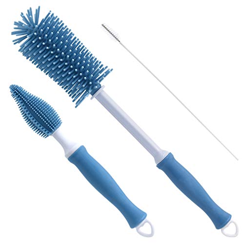 Multiple silicone bottle brushes showing different sizes for various cleaning tasks