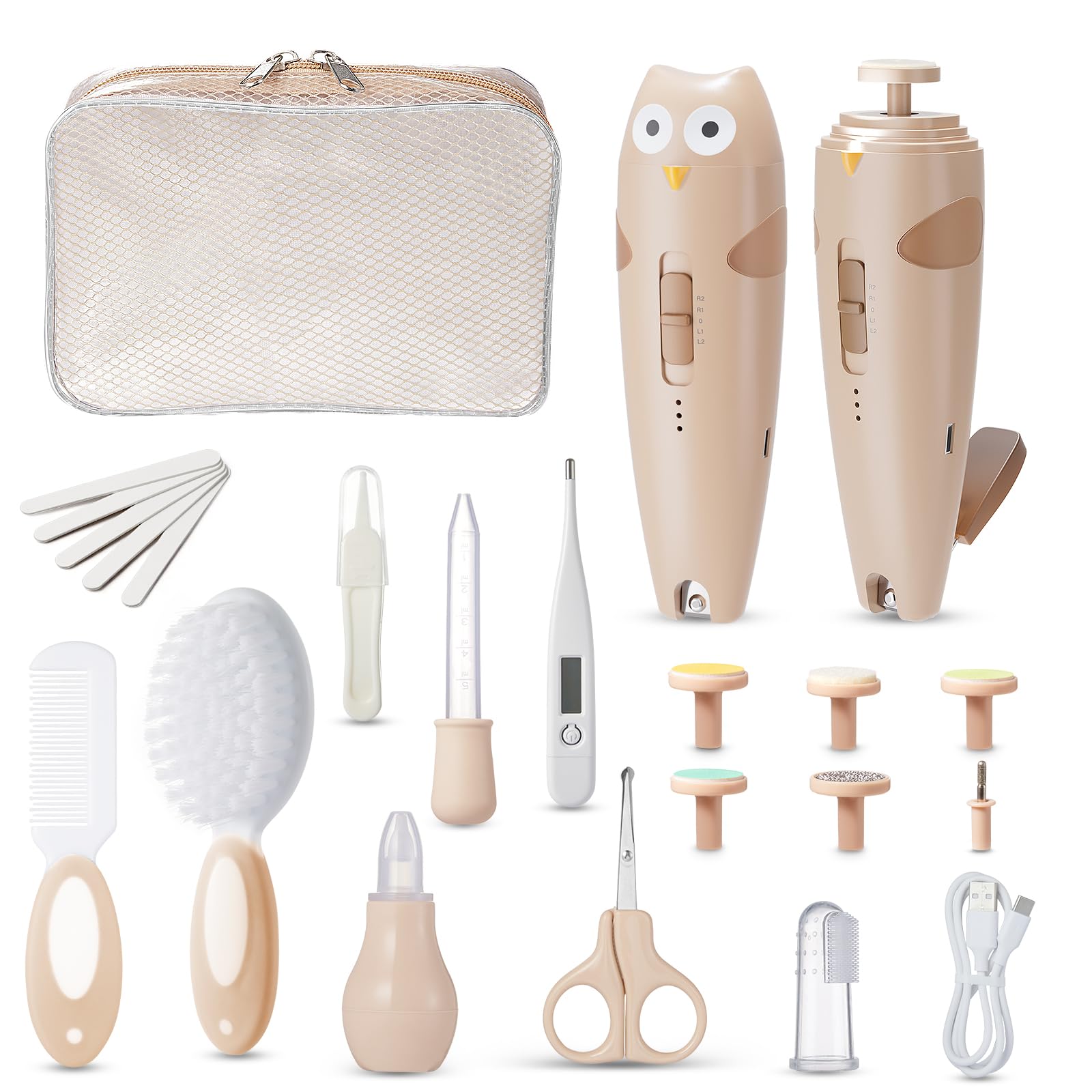 Lictin Baby Healthcare and Grooming Kit with electric nail trimmer and 25 care accessories in organized storage case
