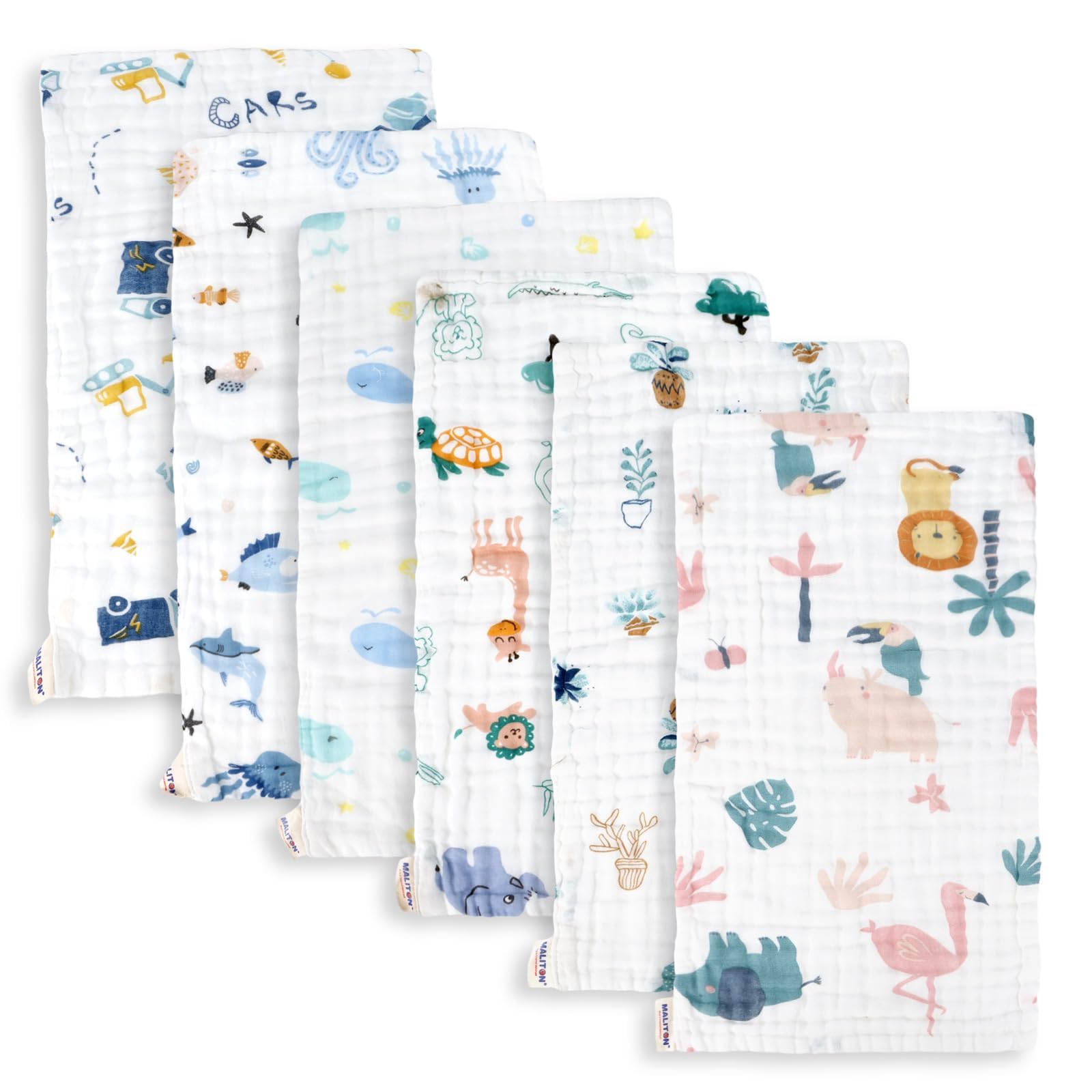 Maliton Muslin Baby Burp Cloths with zoo pattern design for summer use