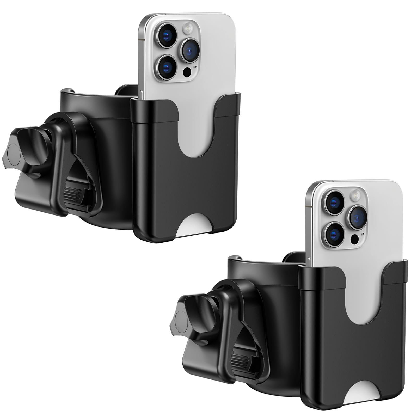 Guiseapue 2-pack stroller cup holder with integrated phone holder mount