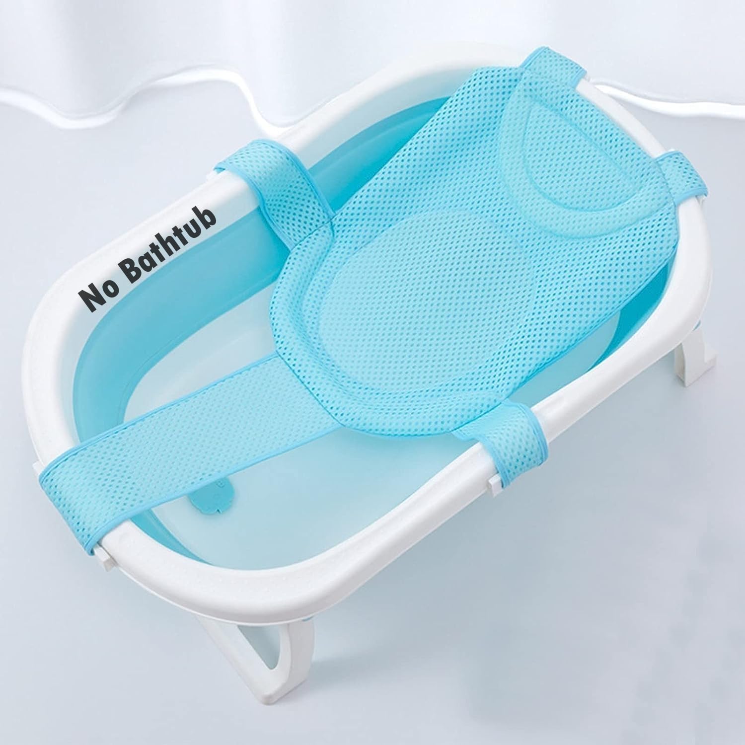 SIQITECHNO baby bath support mesh with five adjustable straps and padded head cushion