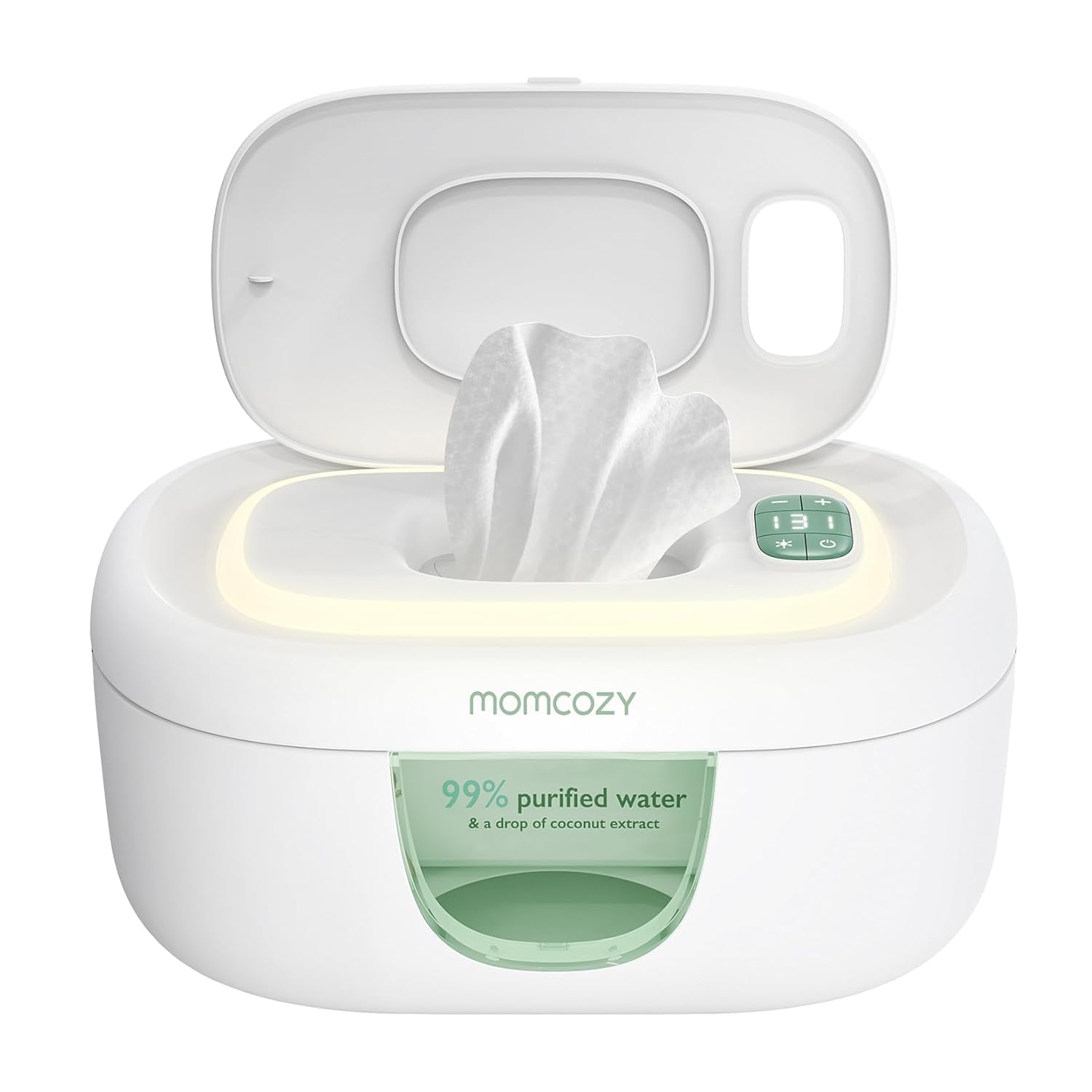Momcozy Baby Wipe Warmer with spring design and night light for nursery diaper changes