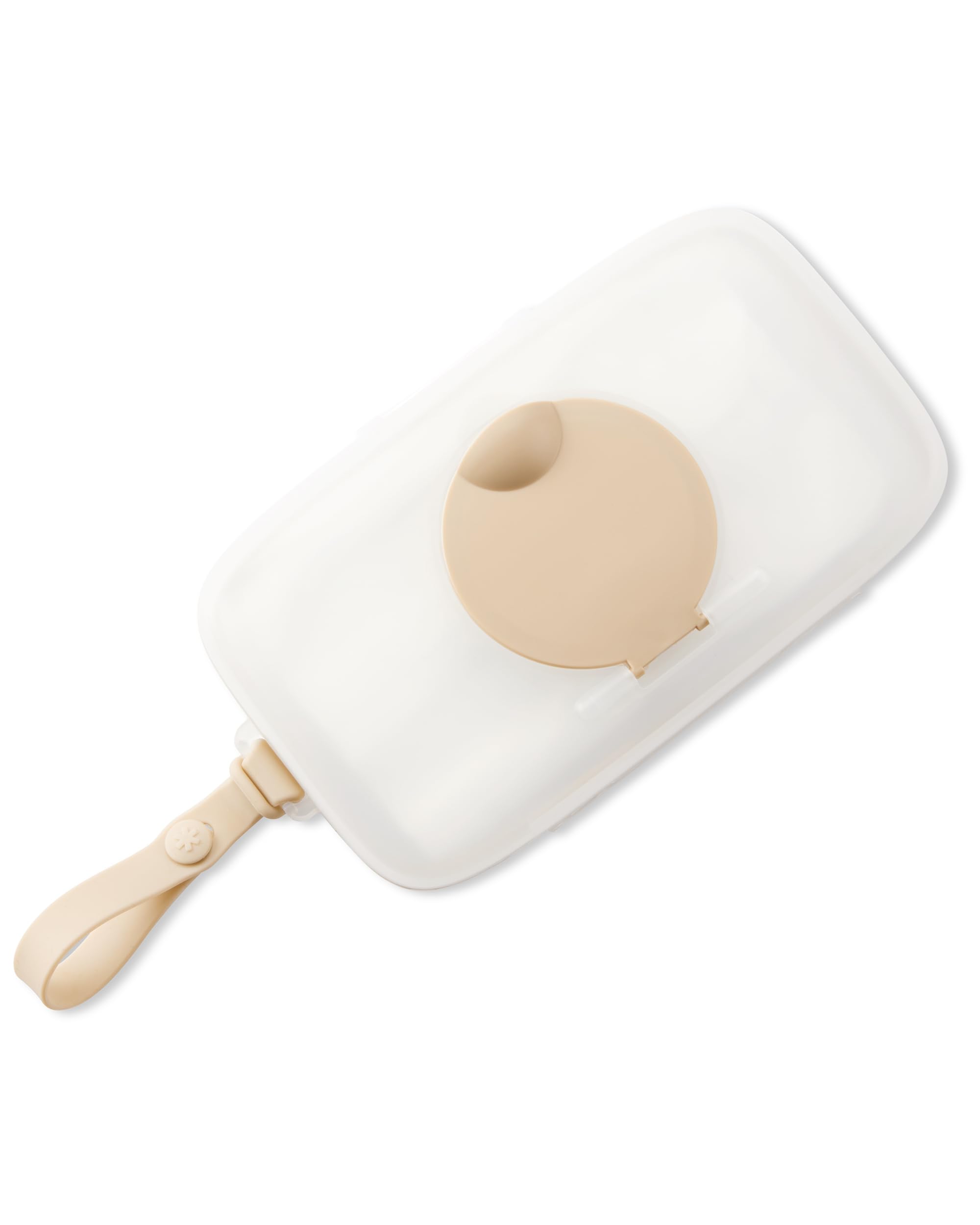 Skip Hop portable wipe case with silicone strap attached to stroller