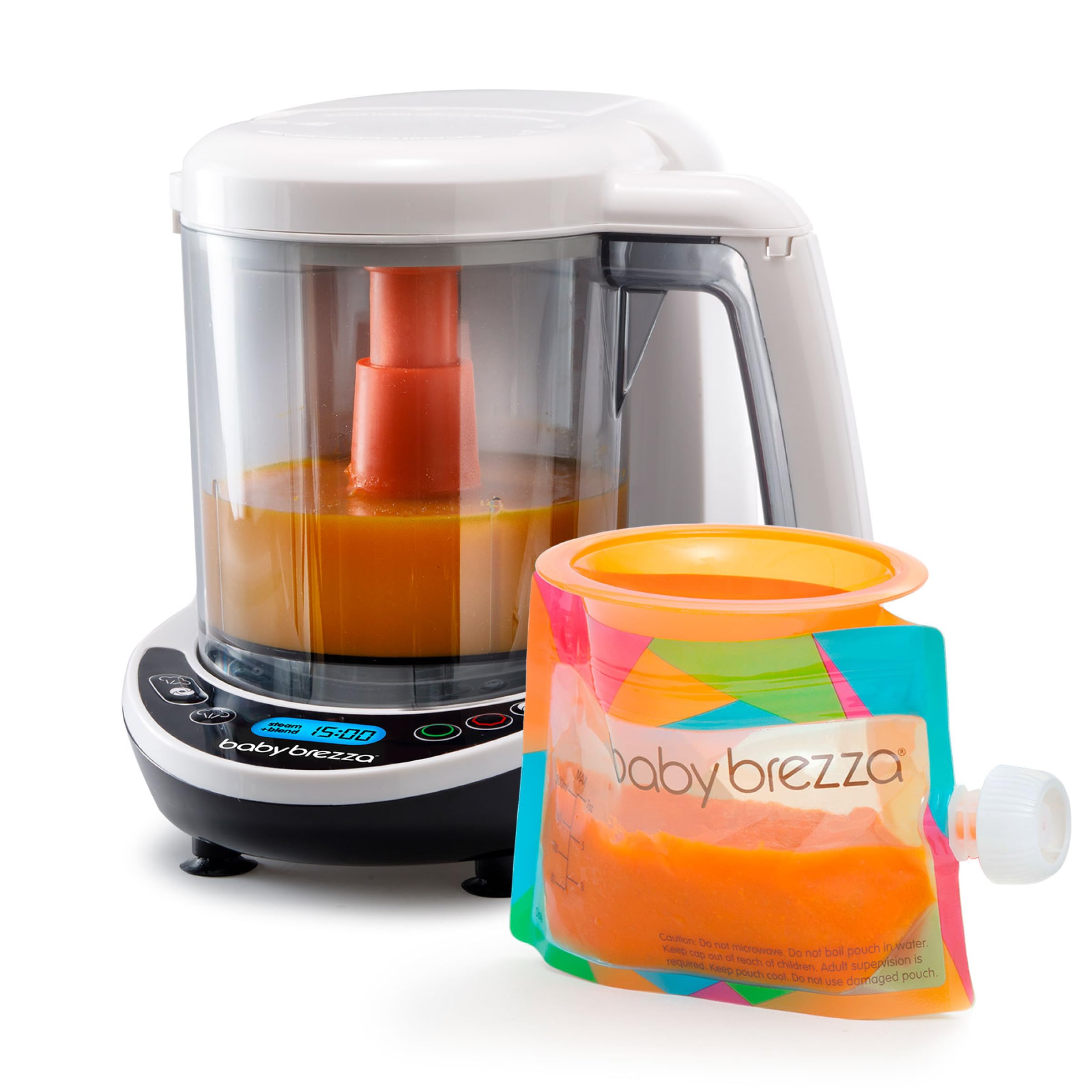Baby Brezza One Step Baby Food Maker Deluxe with pouches and funnels