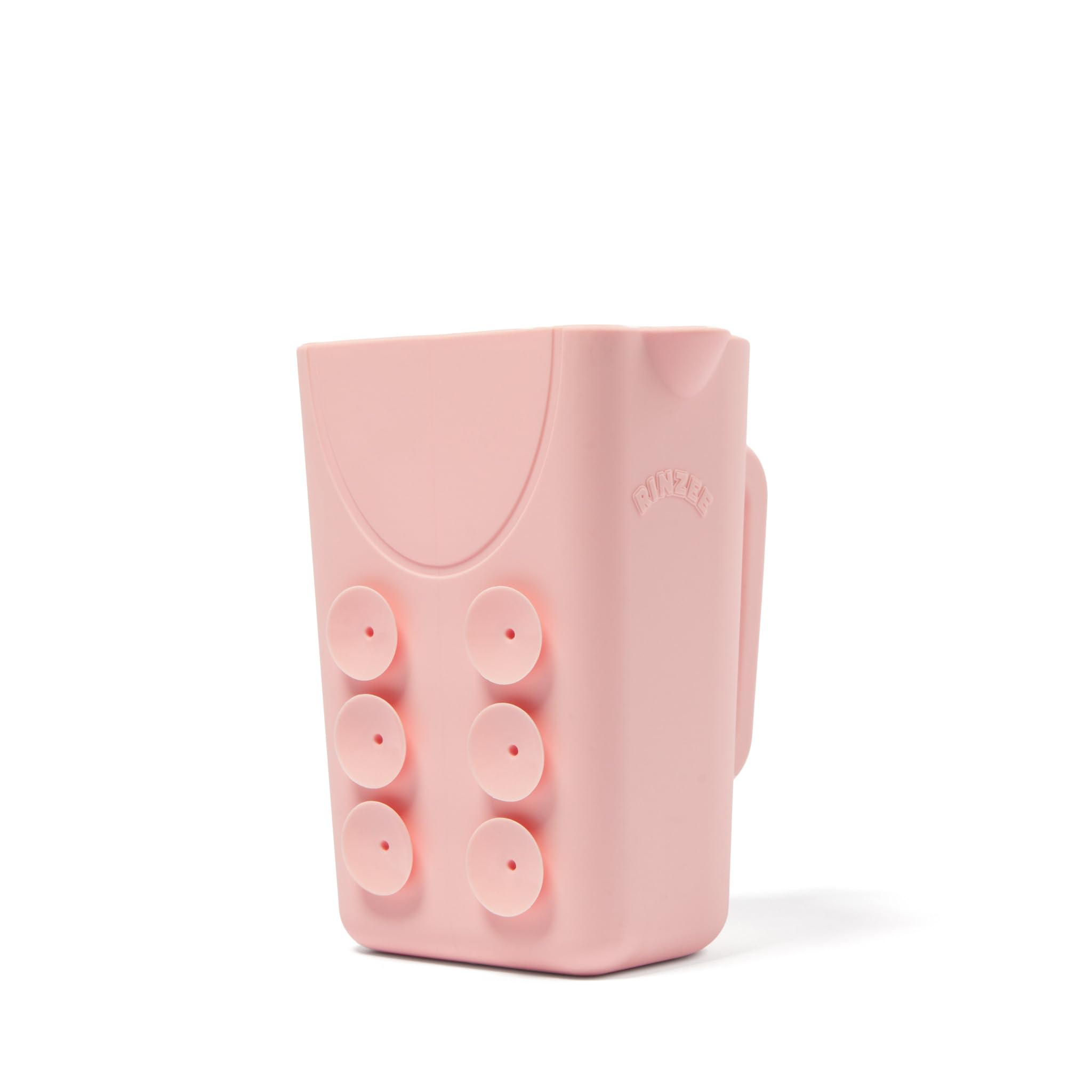 Rinzee Baby Bath Rinse Cup with suction cups attached to bathroom tiles