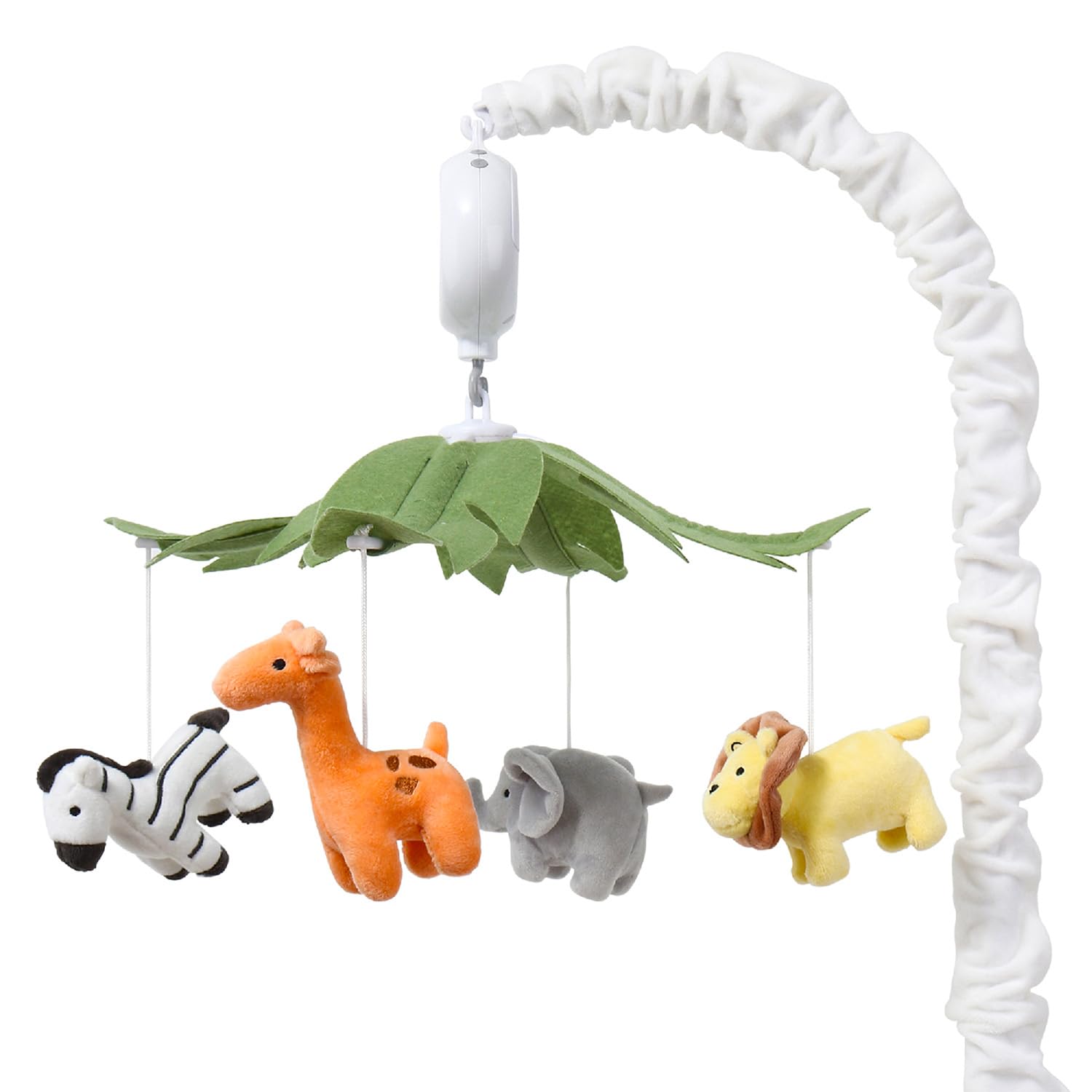 The Peanutshell safari animals musical crib mobile with elephant, giraffe, zebra and lion
