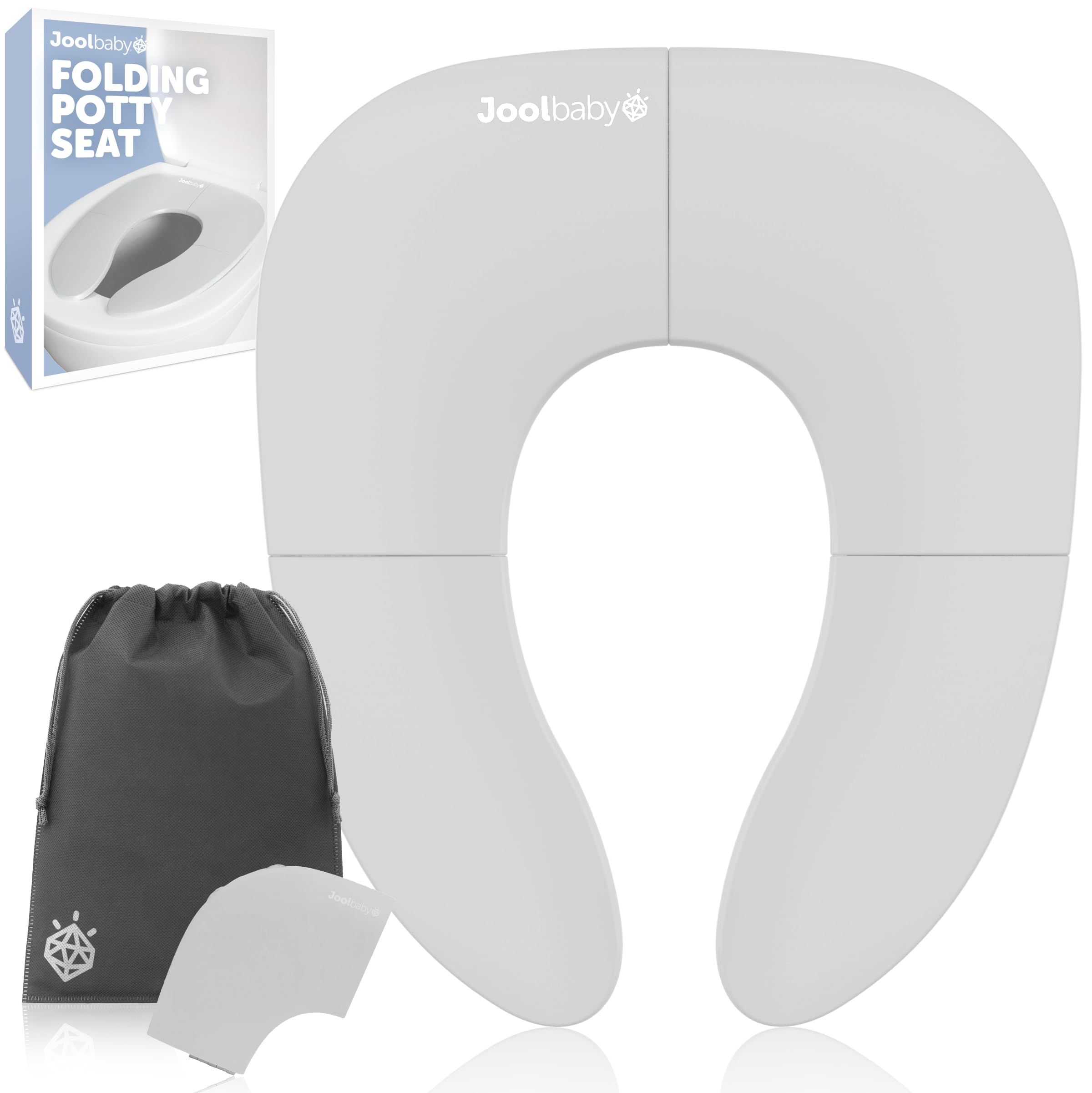 Jool Baby Folding Travel Potty Training Seat in gray with compact folding design