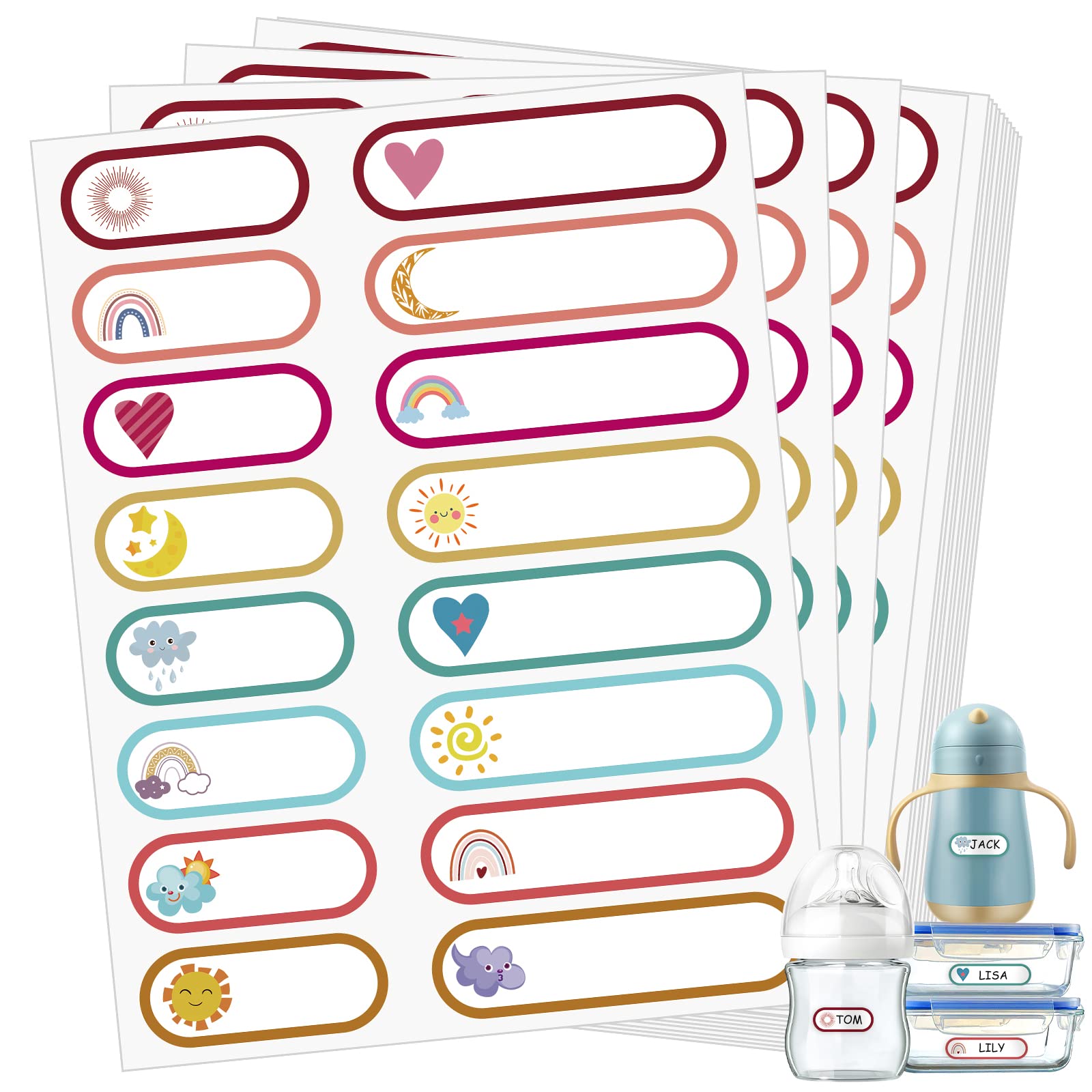 WSICSE 480 self-laminating baby bottle labels with weather theme designs