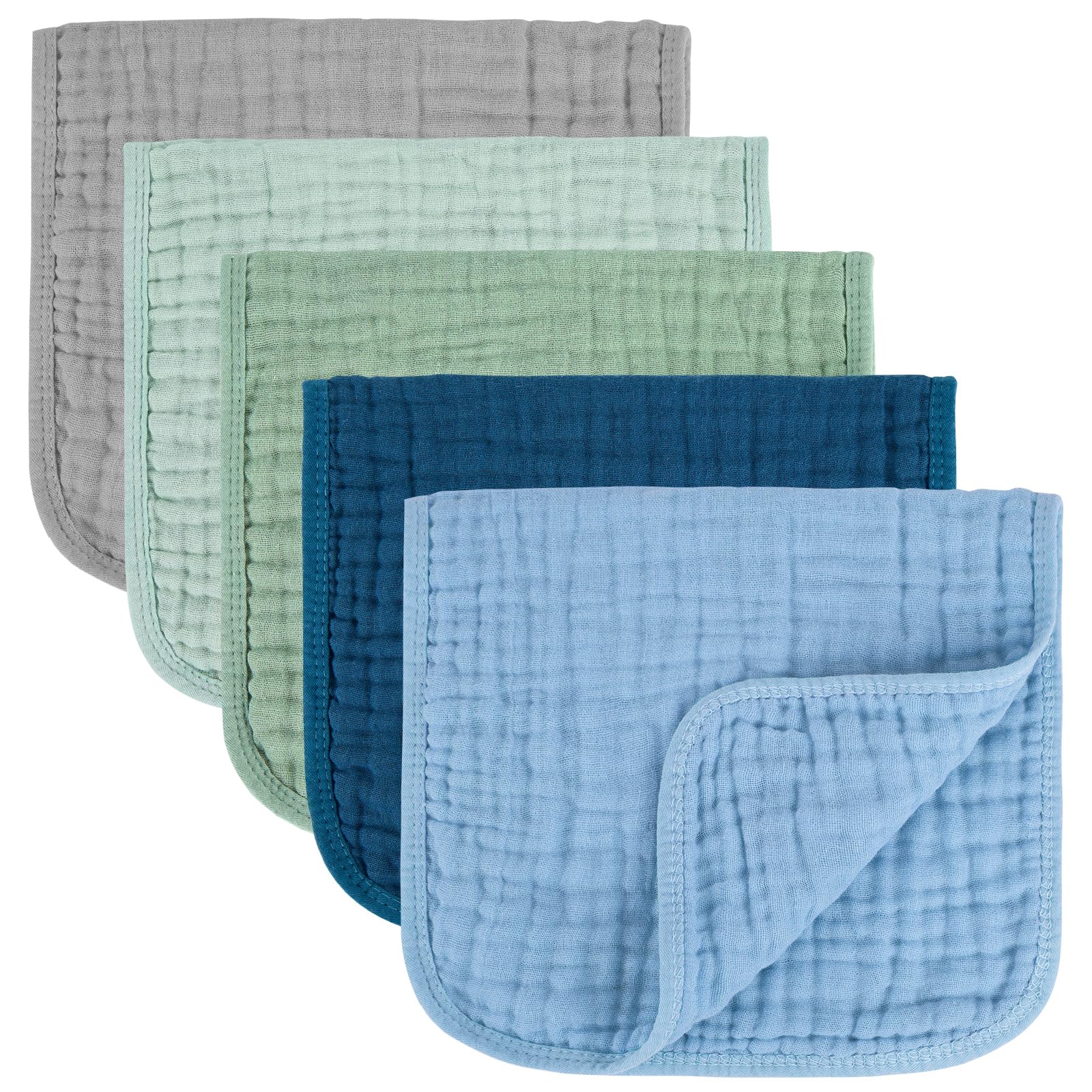 MIGIOL blue and green cotton muslin burp cloths