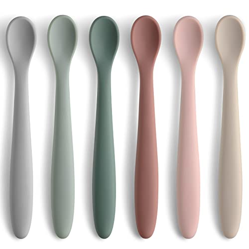 Close-up of soft bendable baby spoon tip showing flexibility