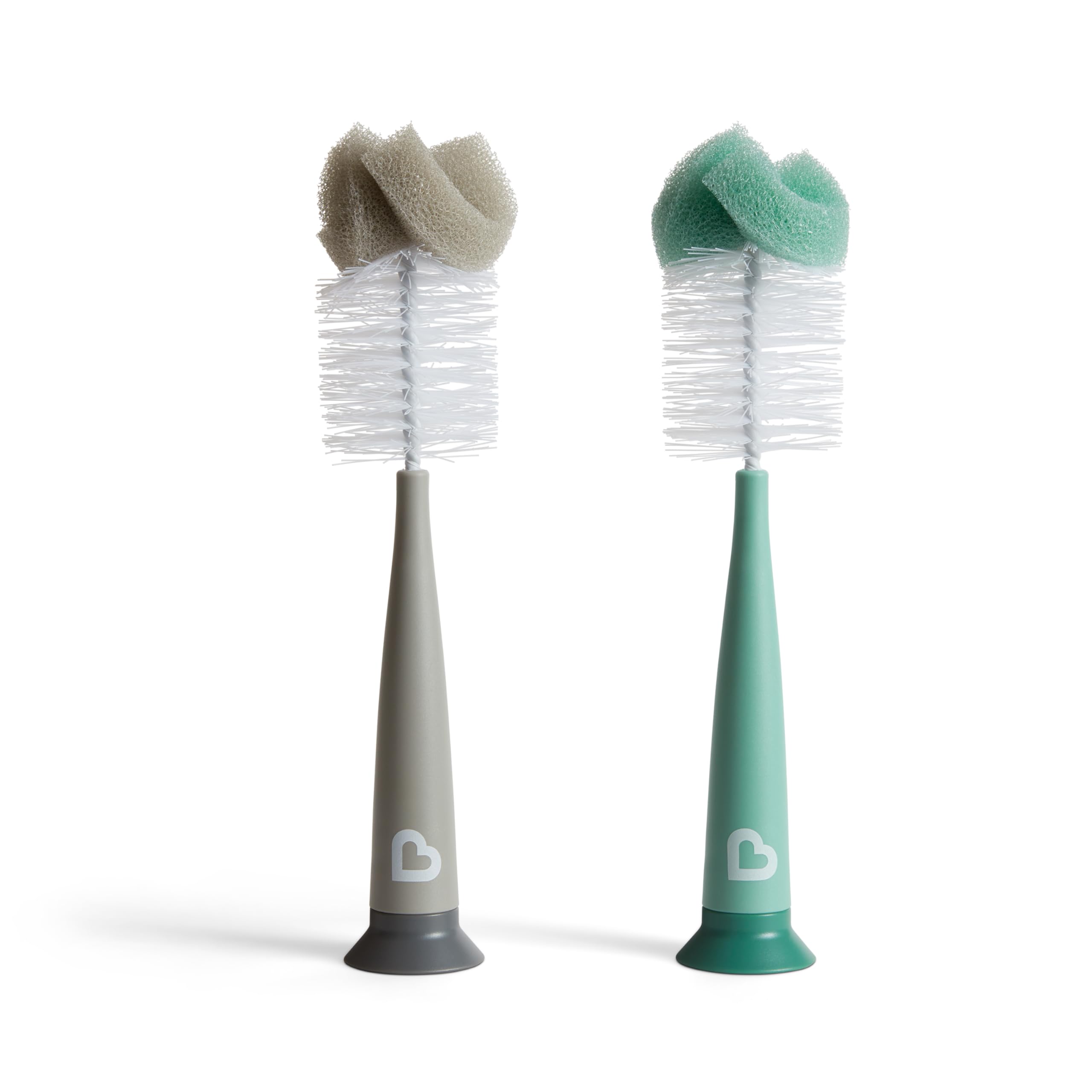 Munchkin Sponge Bottle Brush standing upright on counter