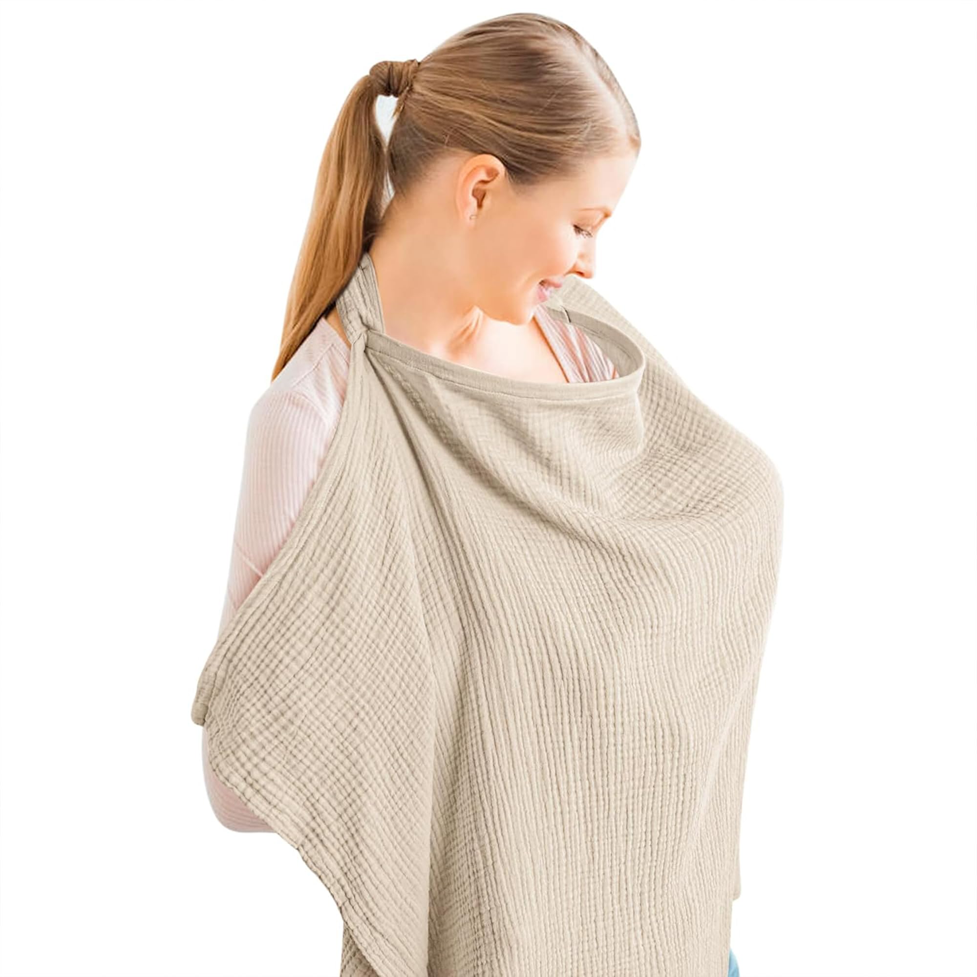 Konssy breathable muslin nursing cover with rigid hoop for comfortable public breastfeeding