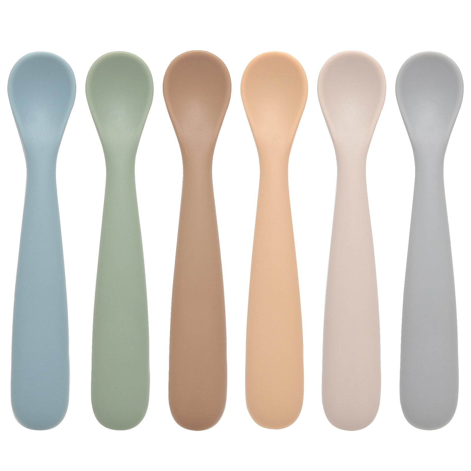 Eascrozn 6-pack silicone baby spoons in assorted colors