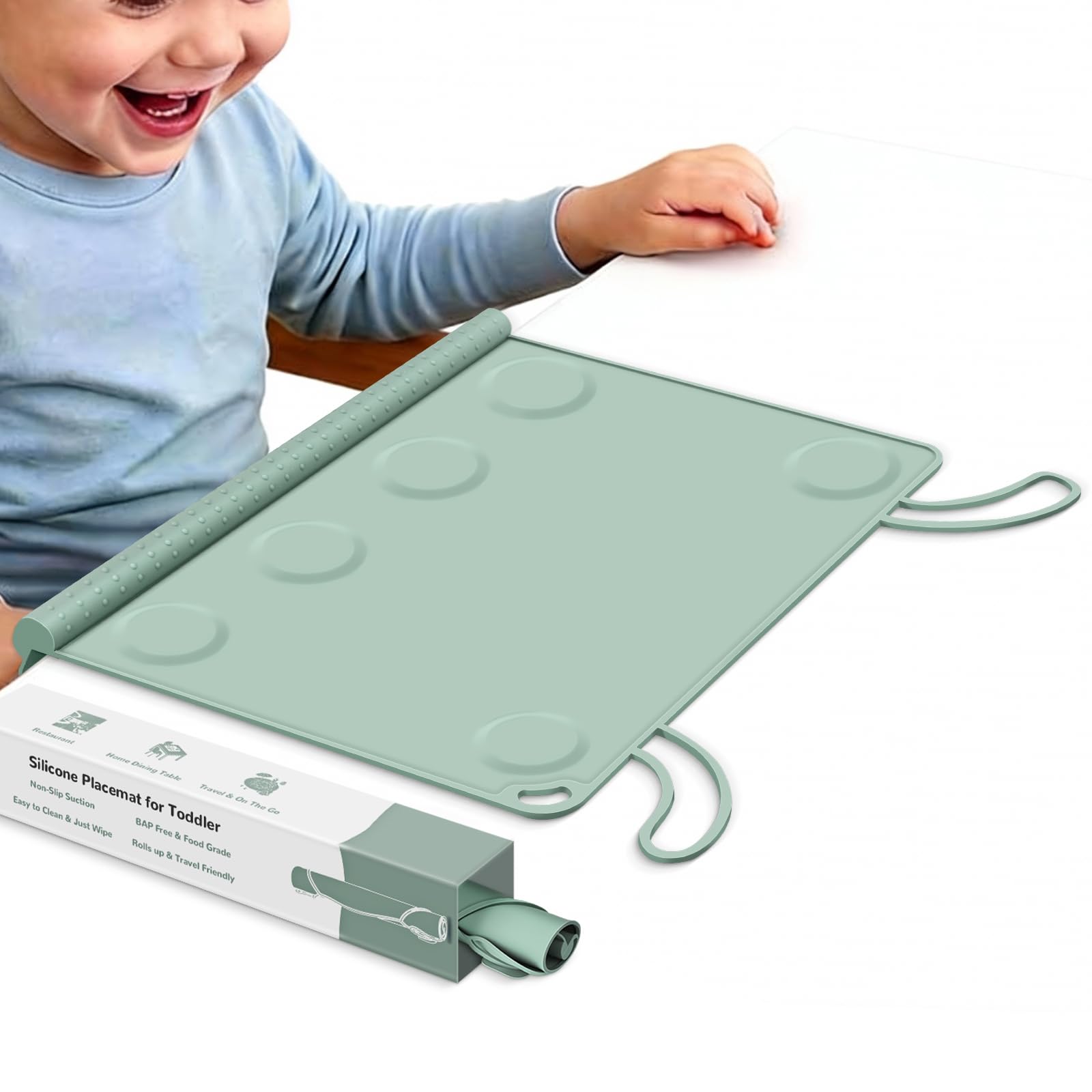 DZDOV silicone toddler placemat rolled for travel