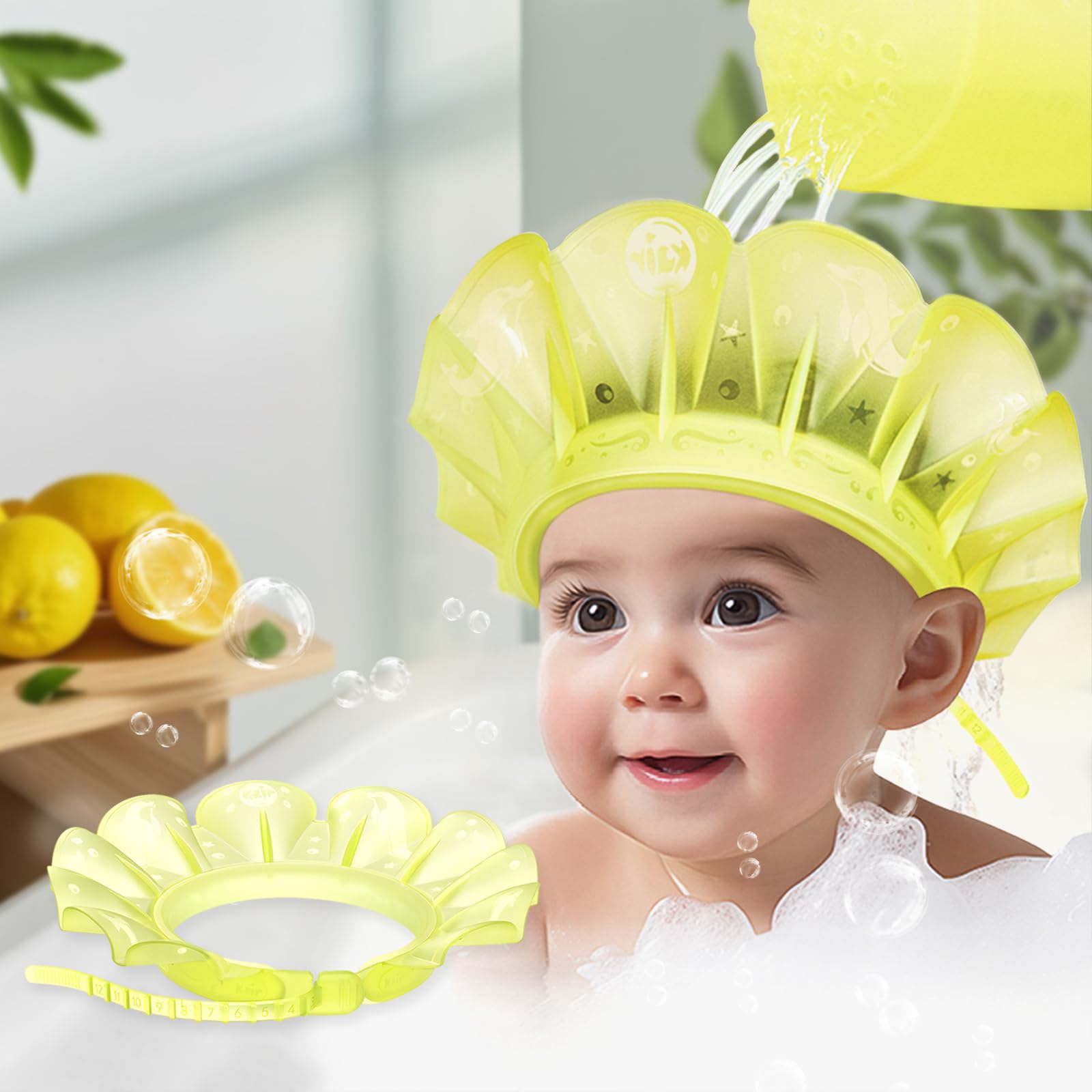kair baby bath visor with seashell design and hollow air cushion seal for toddlers