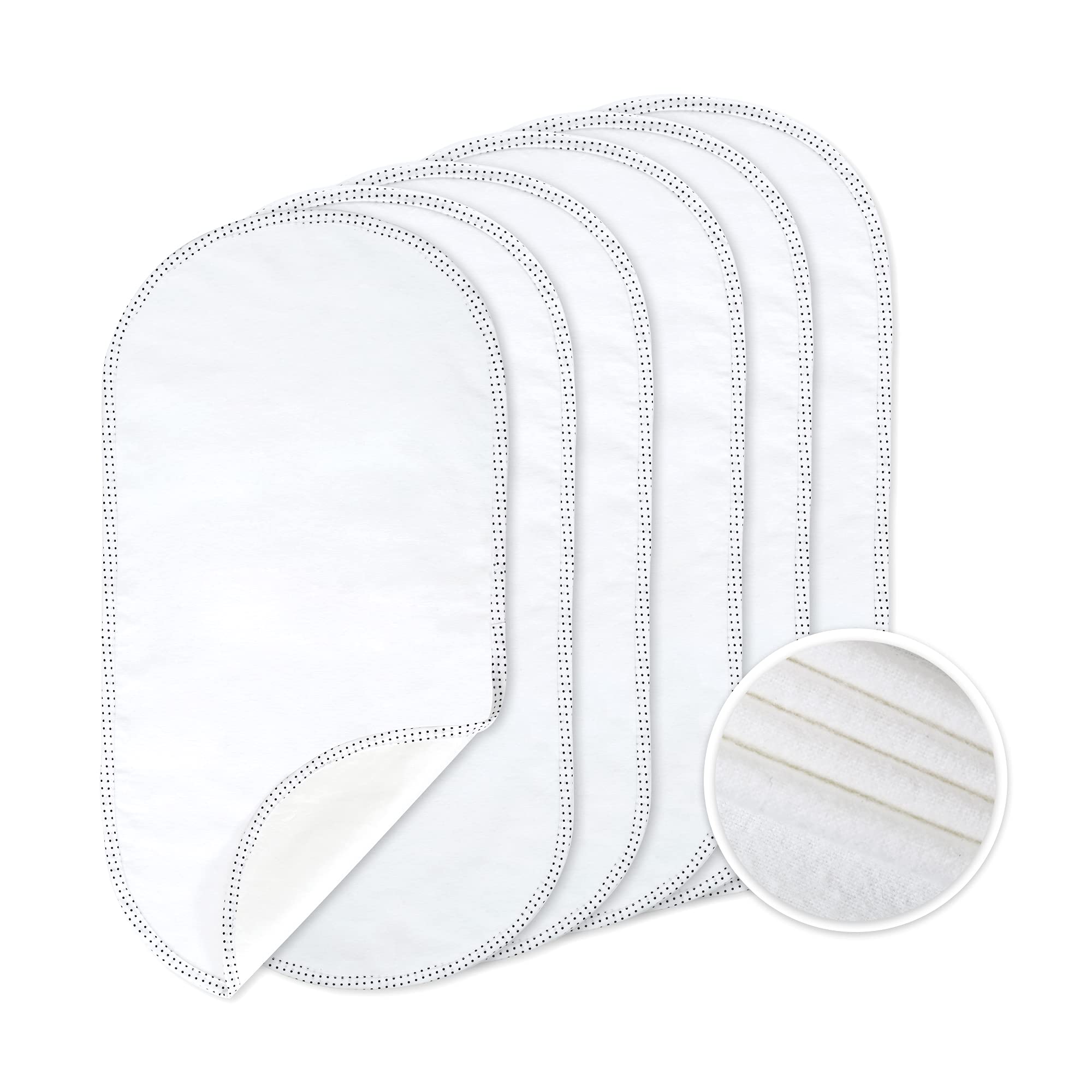 TILLYOU waterproof changing pad liners six pack in white cotton flannel