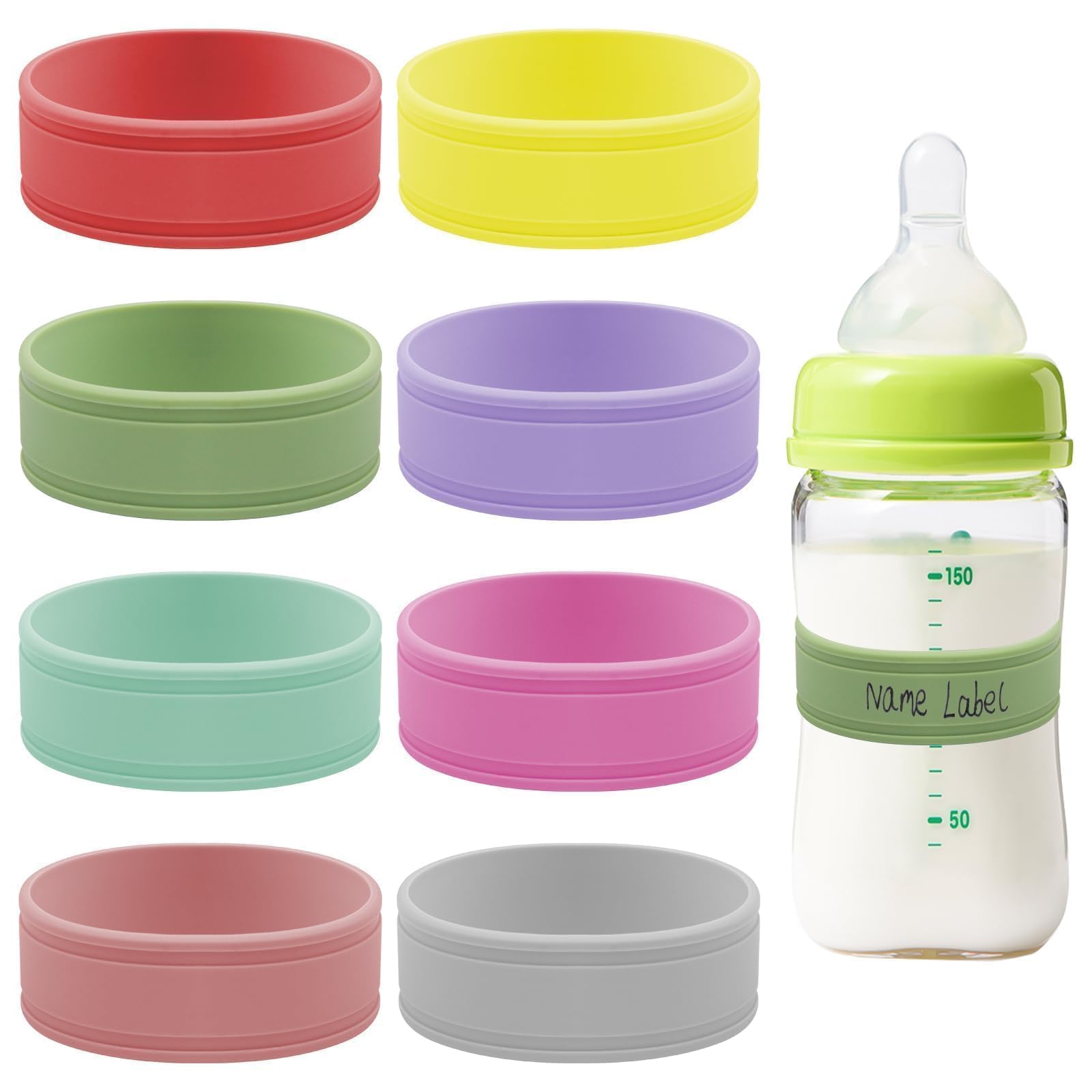Colorful silicone baby bottle labels with cute bear designs for daycare organization