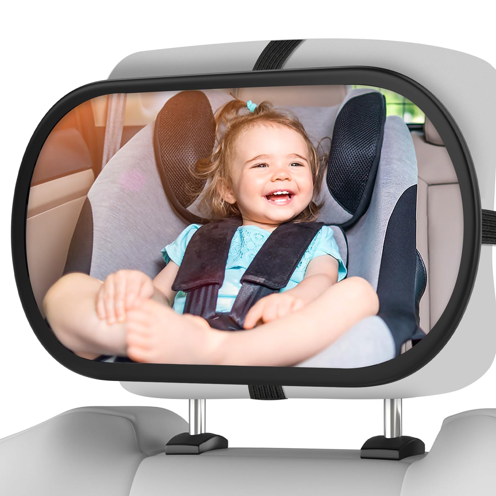 BOEYOS Baby Car Mirror with anti-glare design and ultra wide-angle view