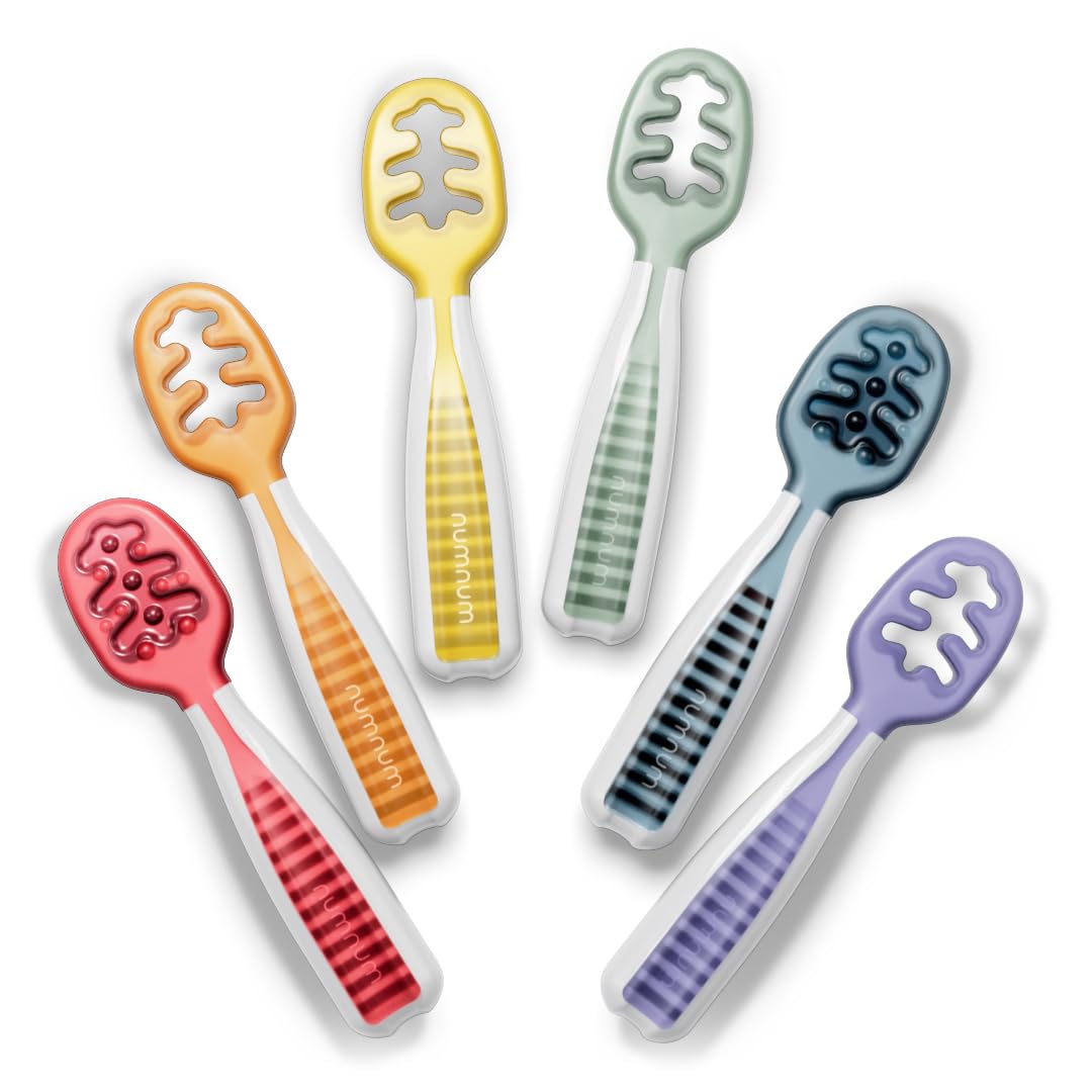NumNum Baby Spoons Set rainbow colored pre-spoons for baby led weaning