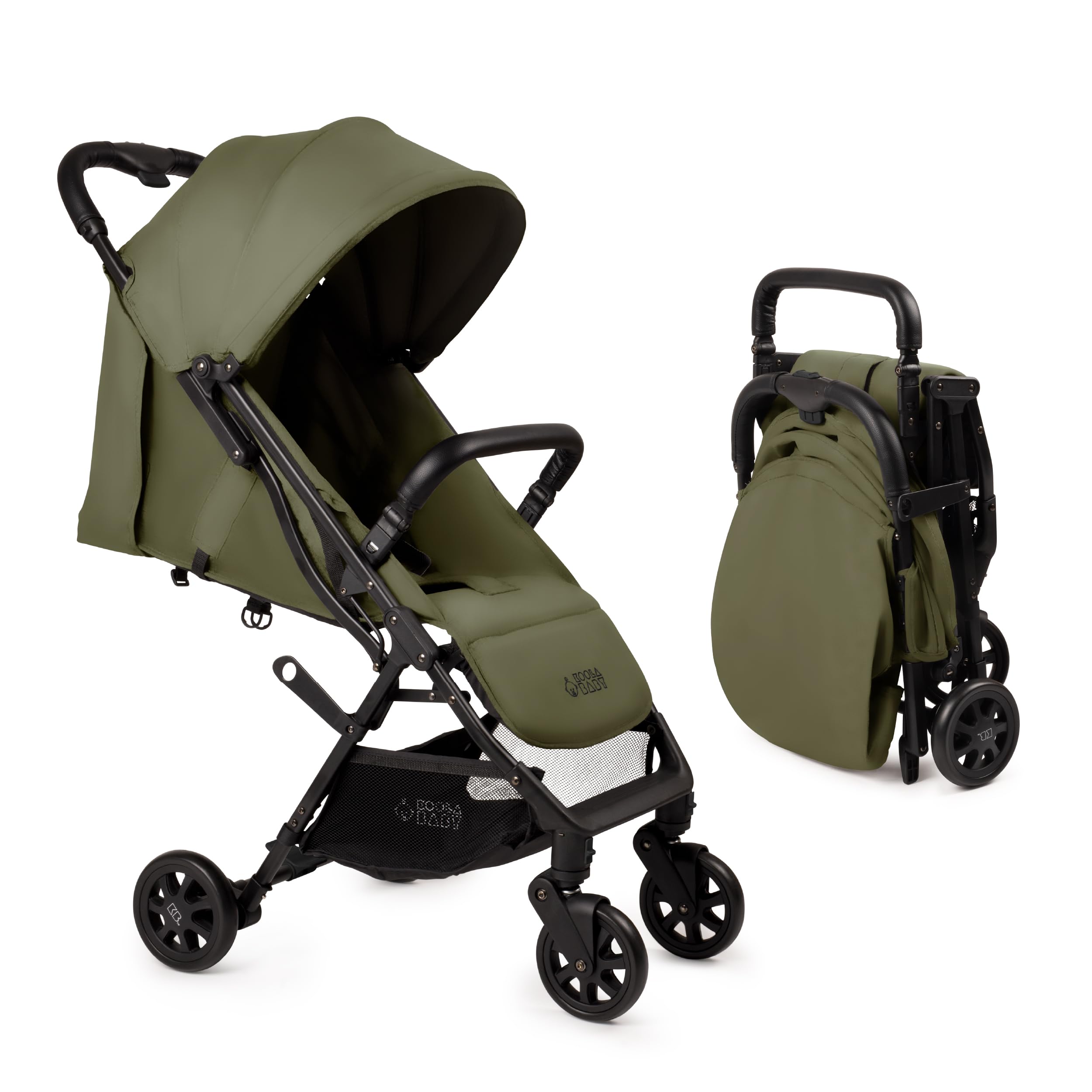 KOOLABABY Lightweight Travel Stroller in Green folded compact