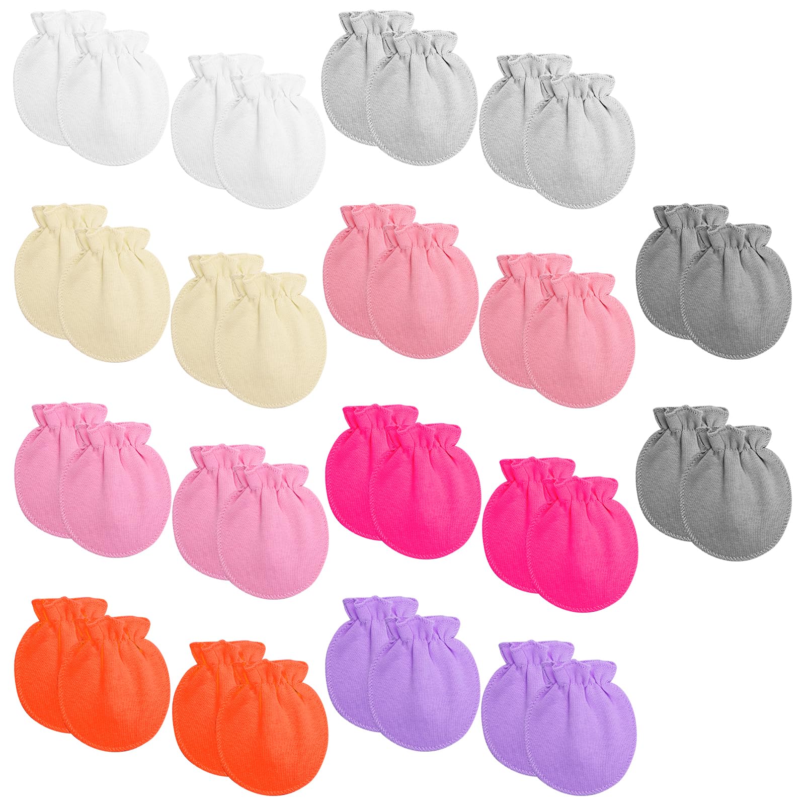 18 Pairs Newborn Baby Cotton Mittens in colorful variety pack for boys and girls