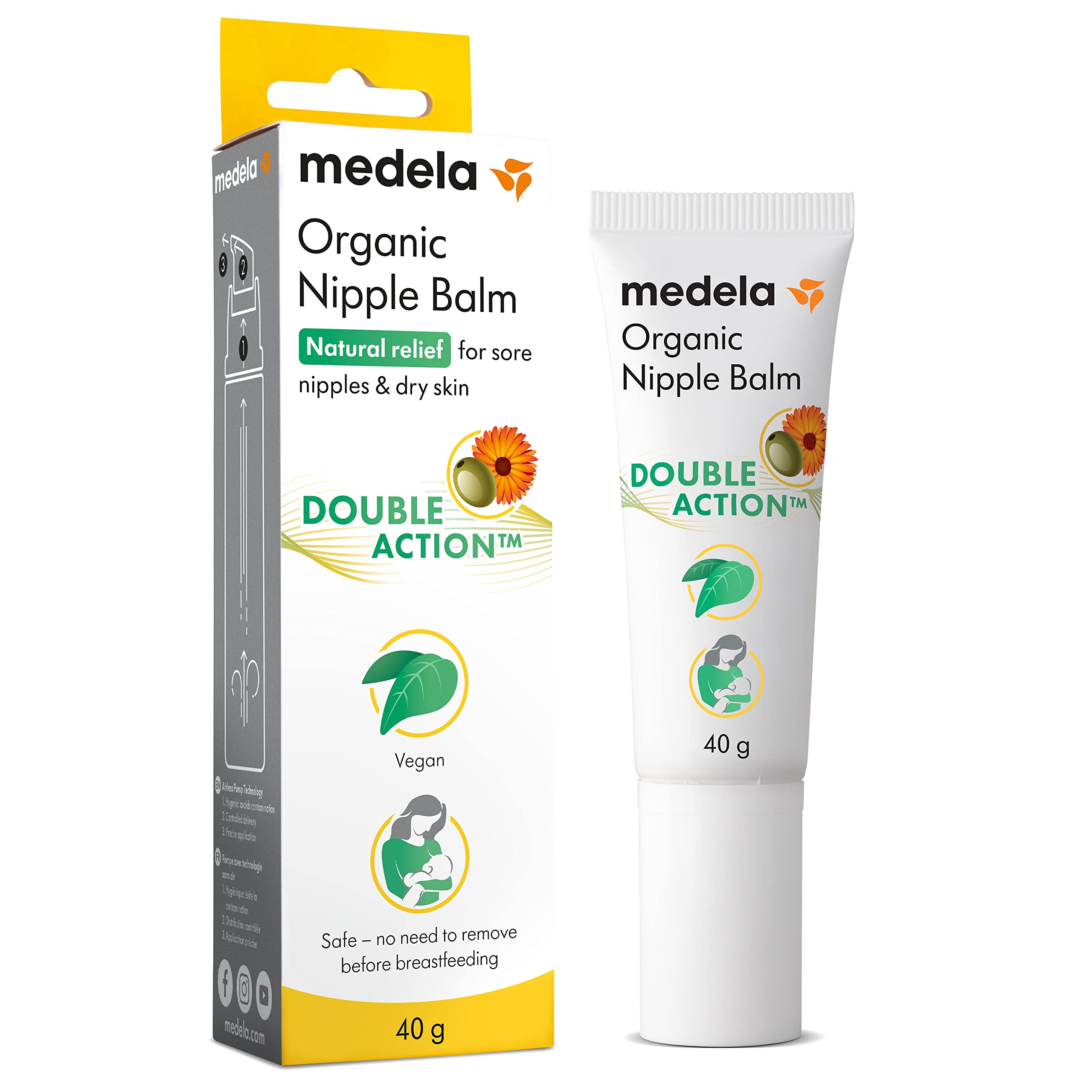 Medela Organic Nipple Cream tube with airless pump dispenser