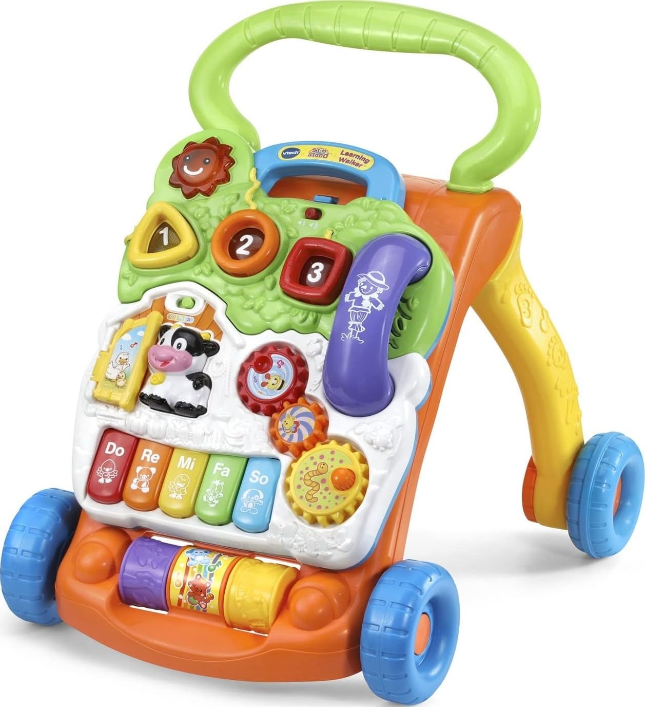 VTech Sit-to-Stand Learning Walker with colorful activity panel and barnyard theme