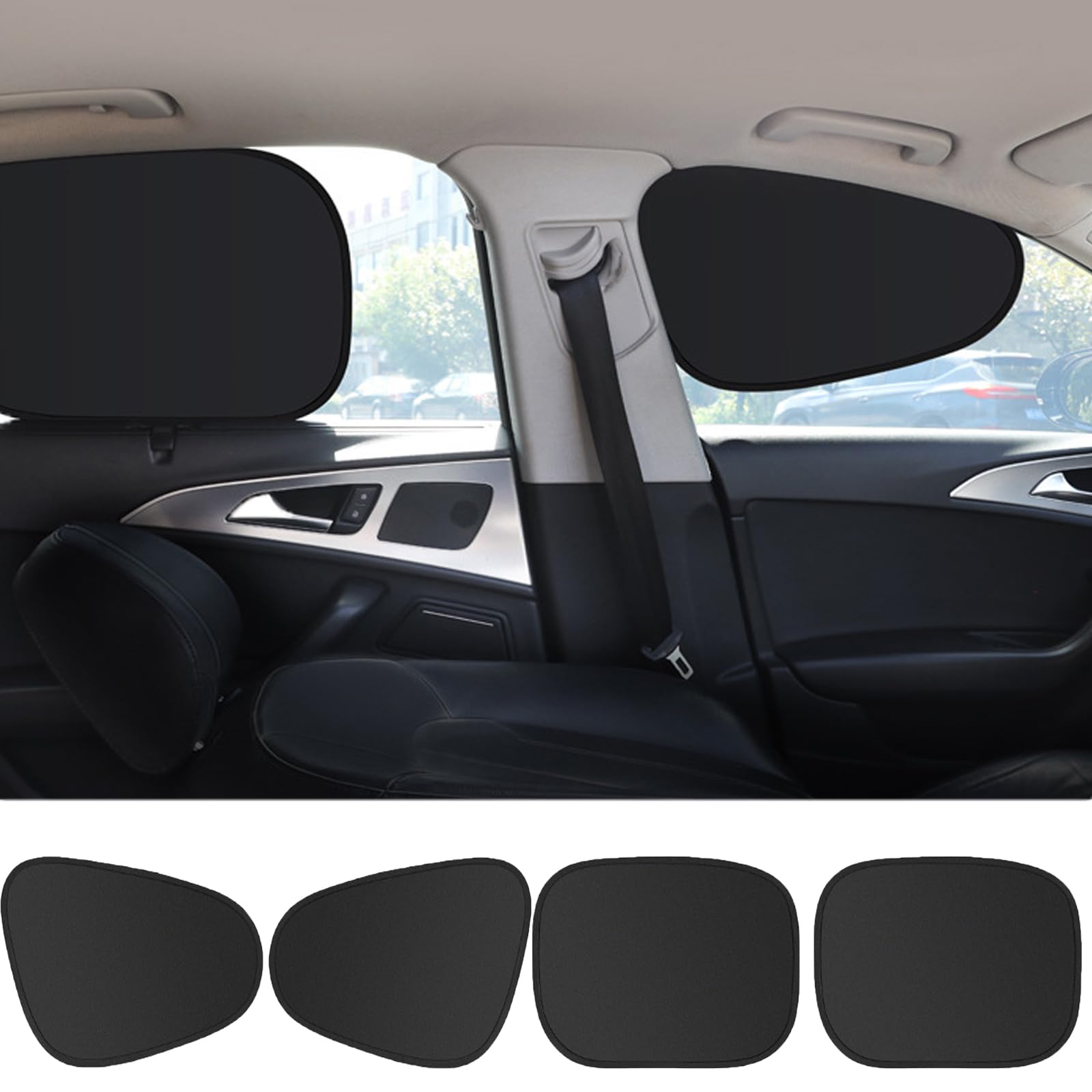 KUKUGO Car Window Sun Shade 4 Pack installed on car side window