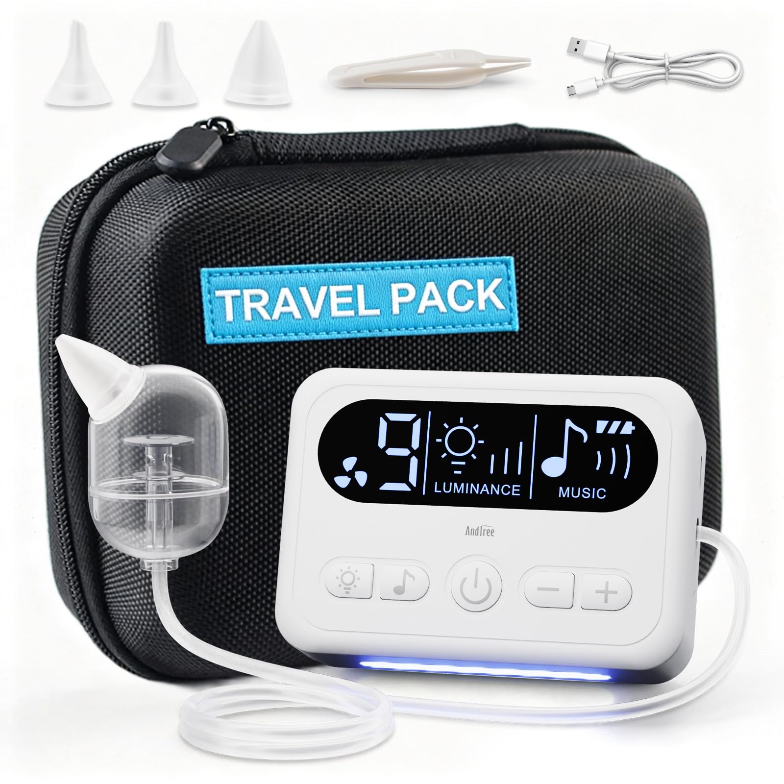 AndTree Electric Nasal Aspirator with travel kit and LED display