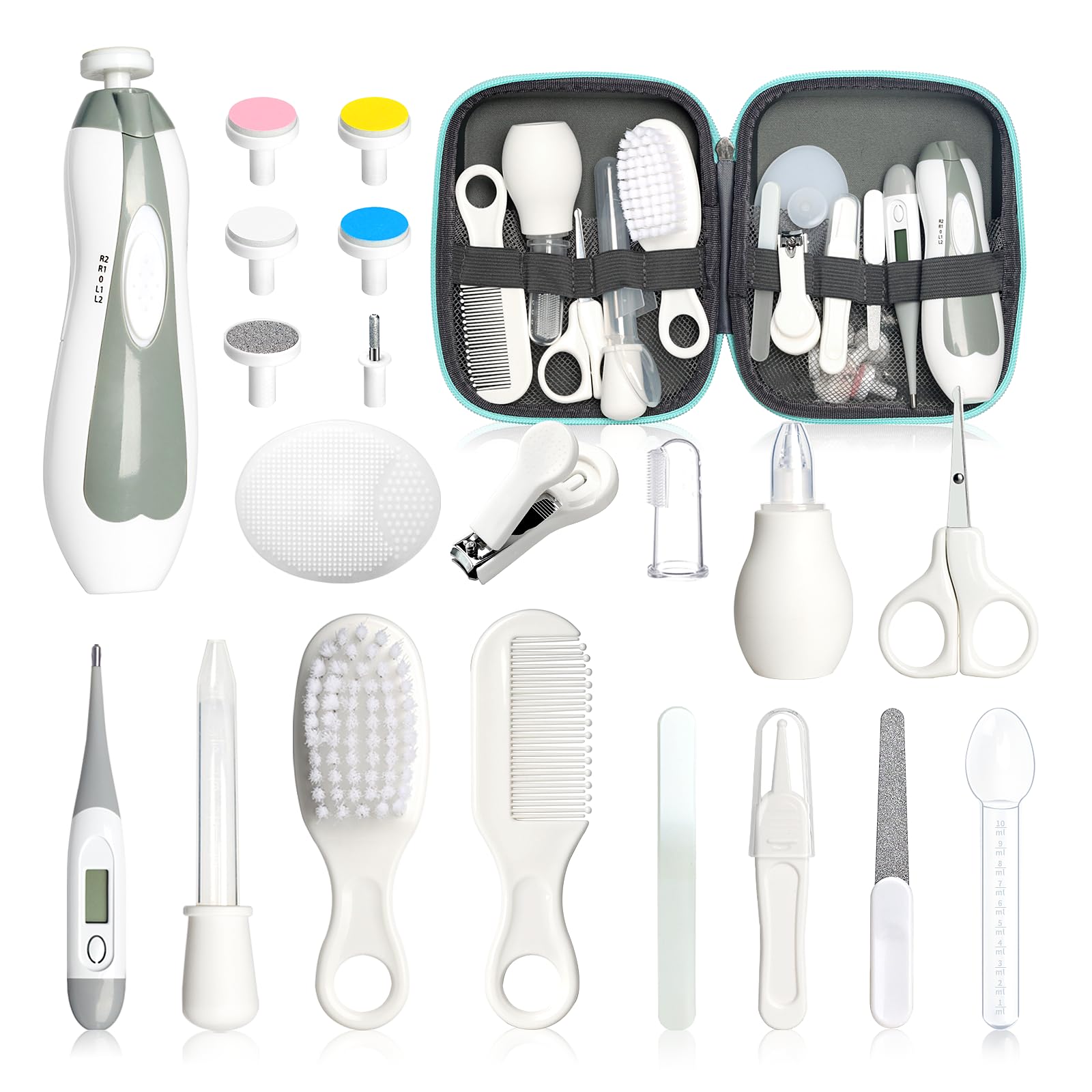 Esonto 21-piece baby grooming kit with electric nail trimmer