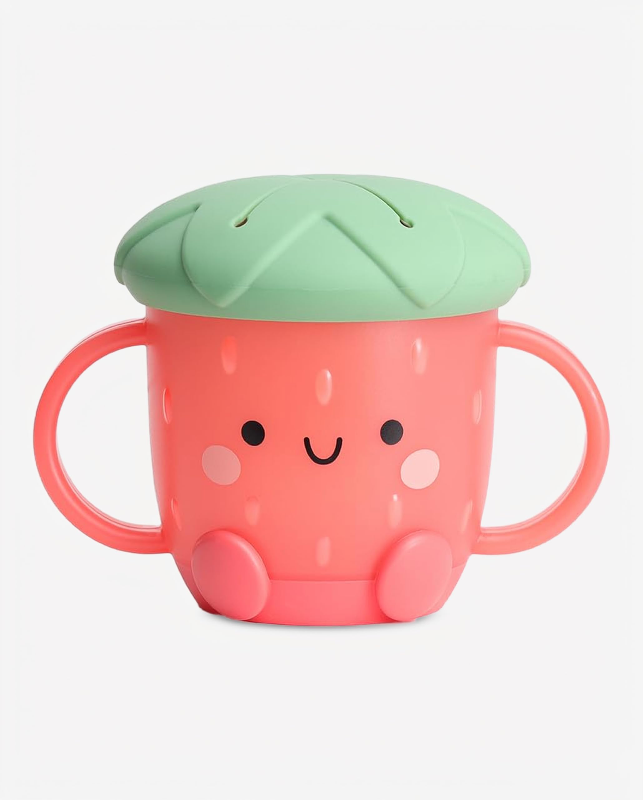 Itzy Ritzy Toddler Snack Cup in Strawberry design with soft silicone lid and easy-grip handles