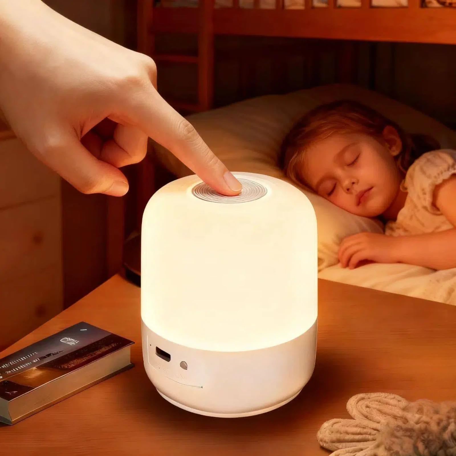 Jaypurling portable egg night light with touch control top and integrated carry handle