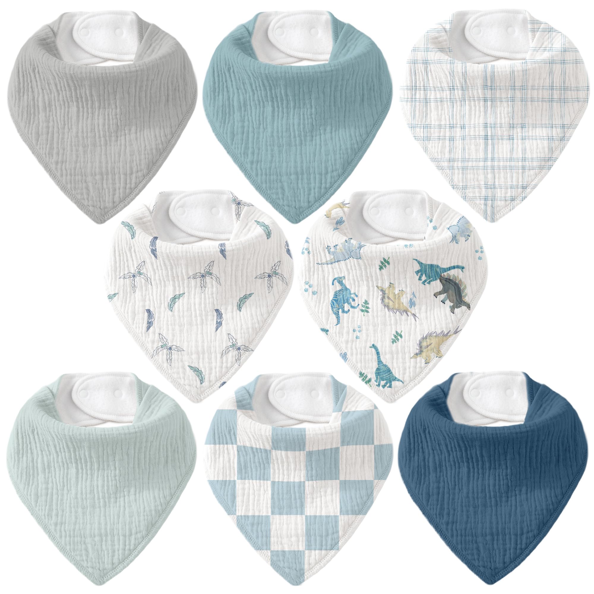 CIVARUA KIDS 8 Pack Muslin Baby Bandana Bibs