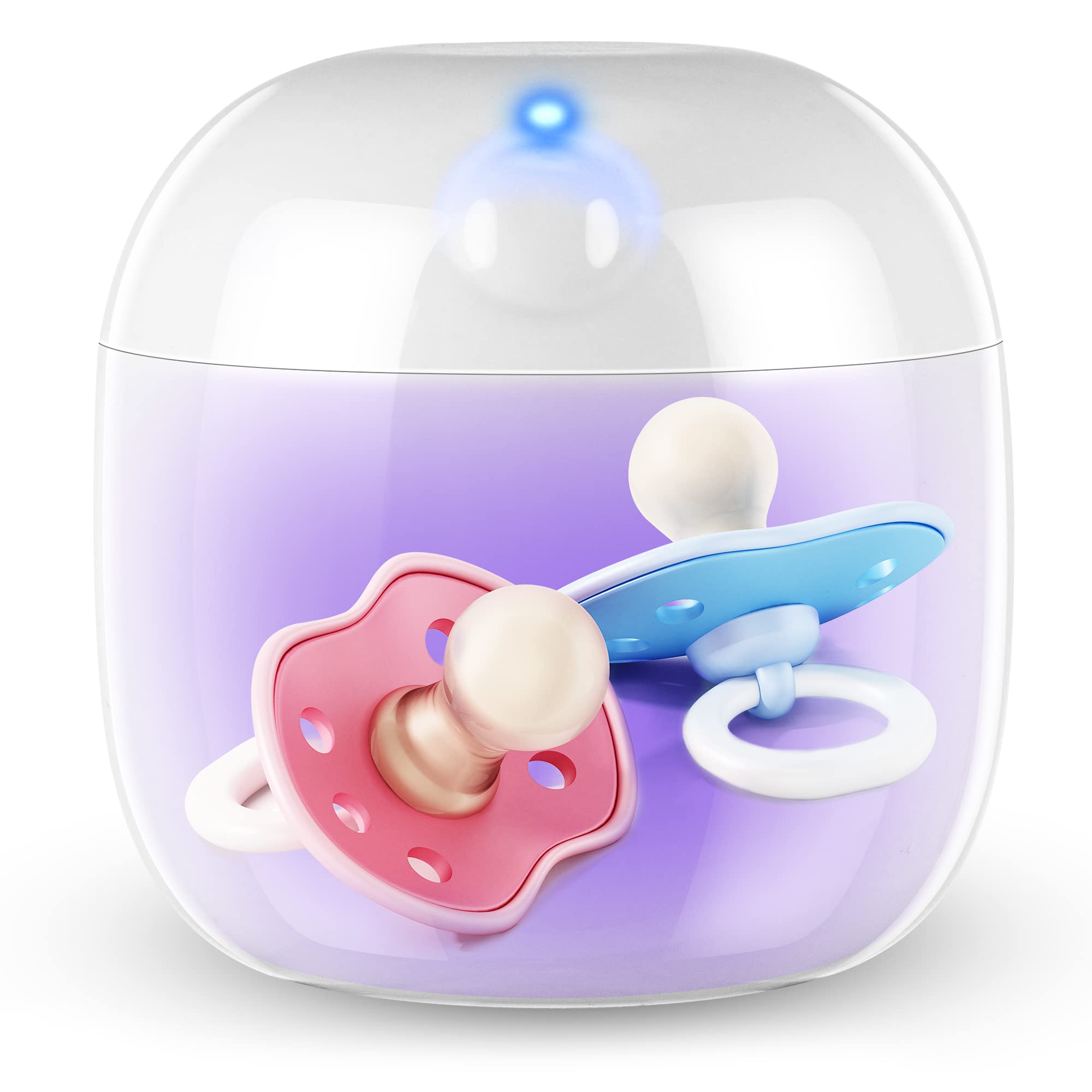 Qualirey portable white UV pacifier disinfection case with strap