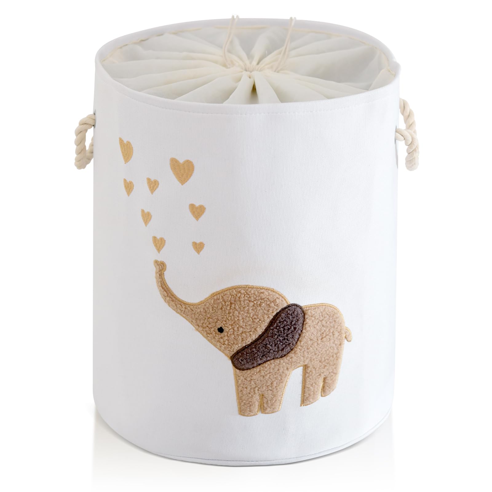 INough Elephant baby laundry basket with plush embroidery for nursery decor