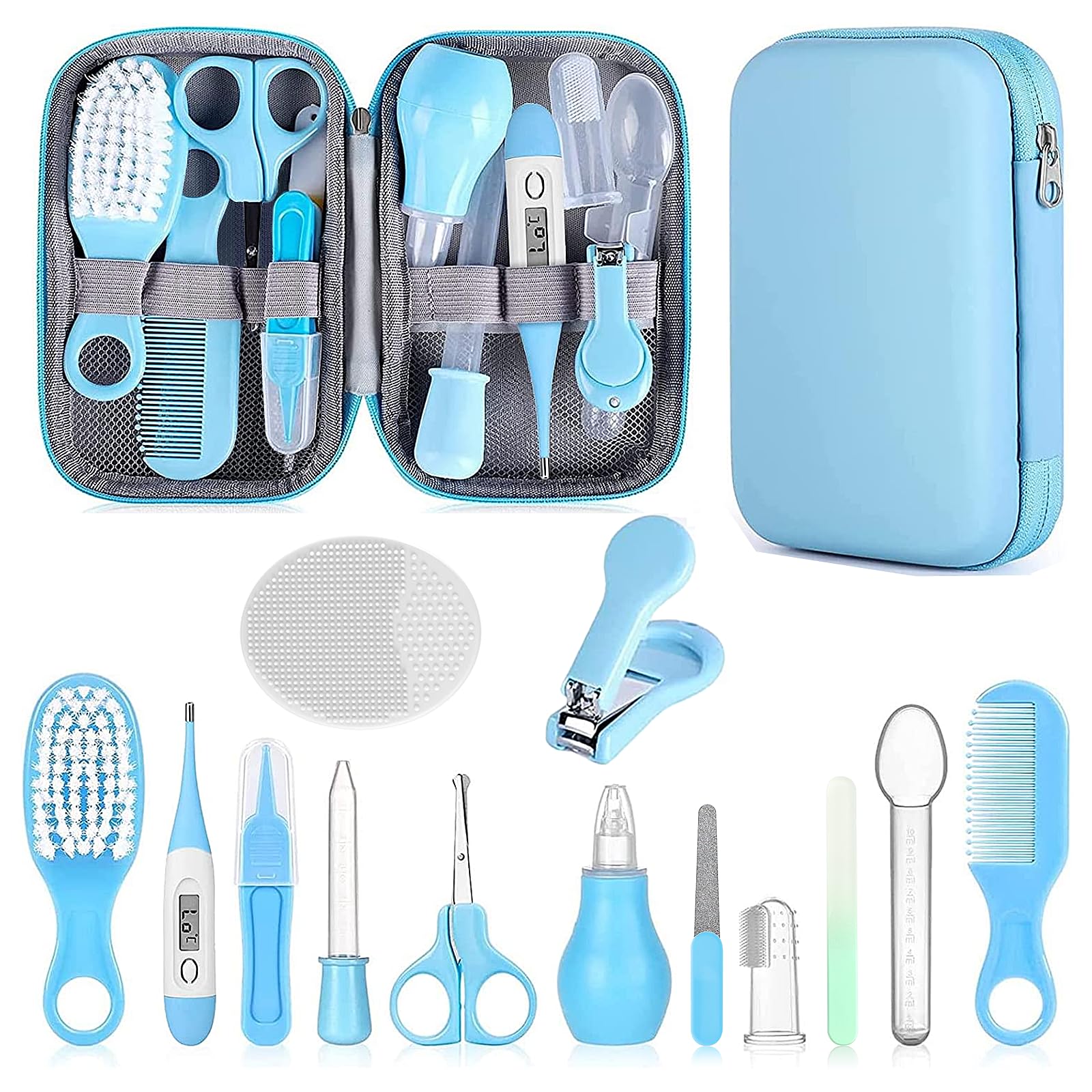 WXA Baby Grooming Kit 14-piece set in portable blue EVA bag