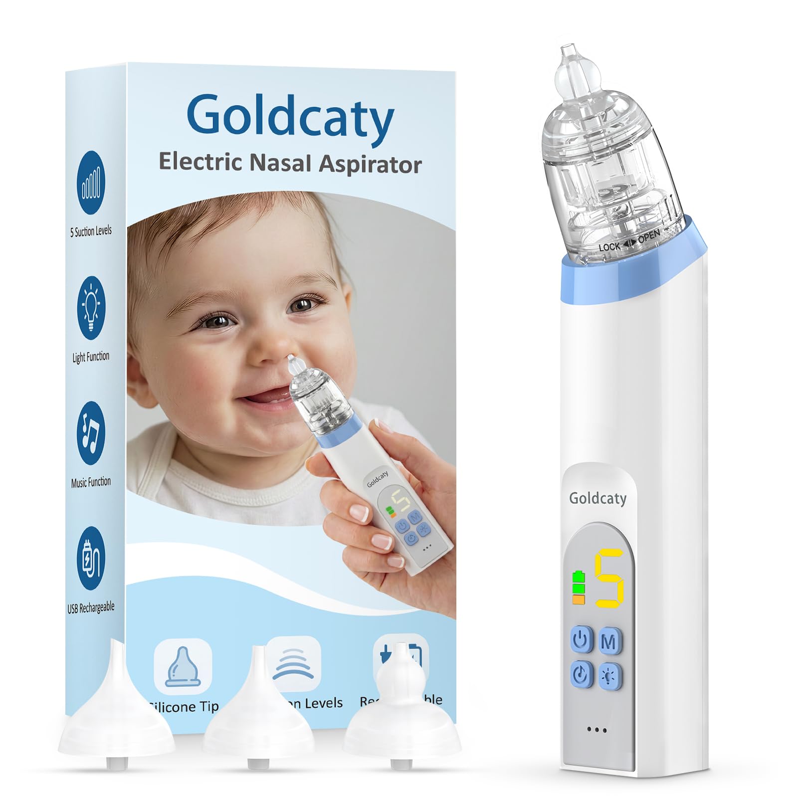 Goldcaty Electric Nasal Aspirator in blue with music and light function