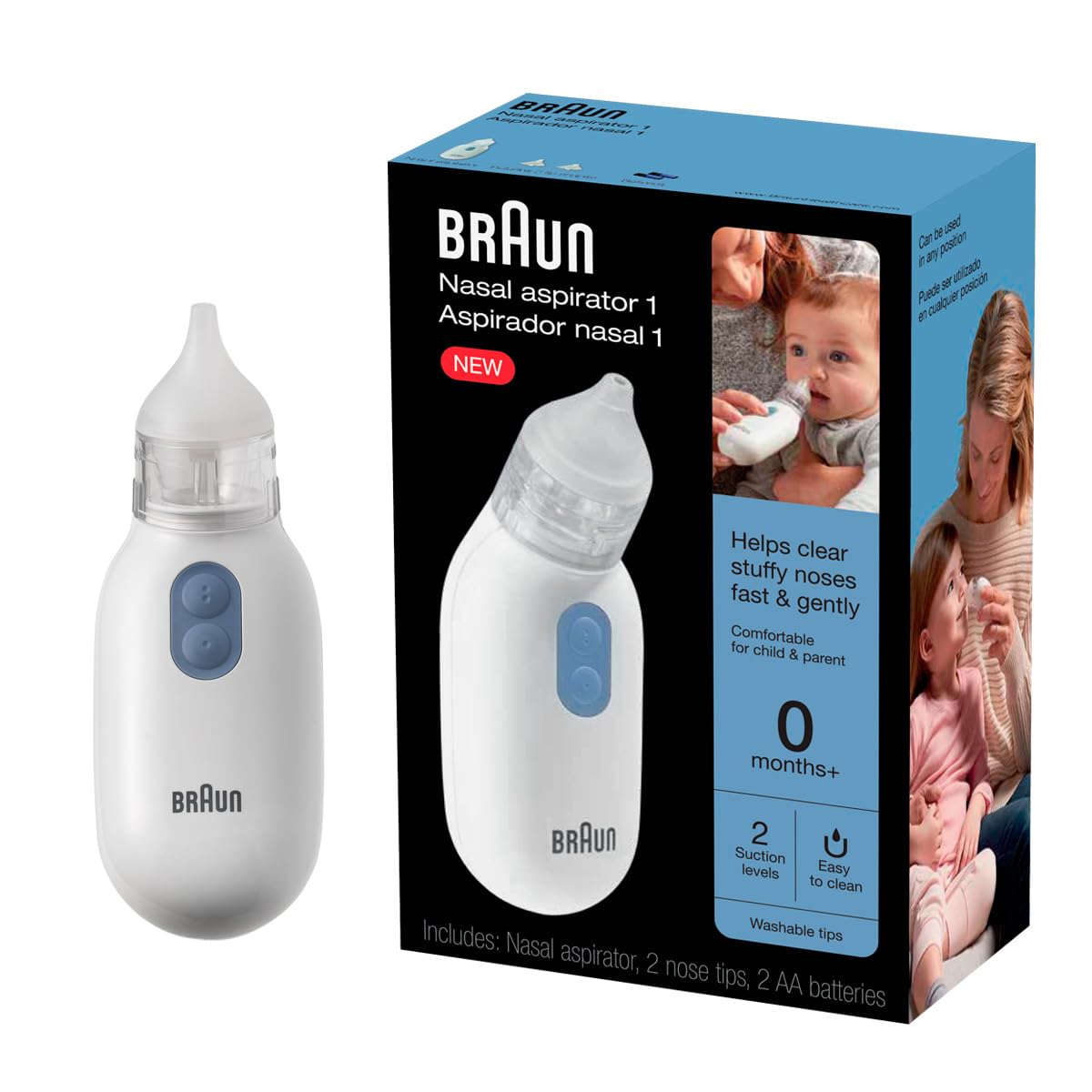 Braun Electric Nasal Aspirator with ergonomic Red Dot award design