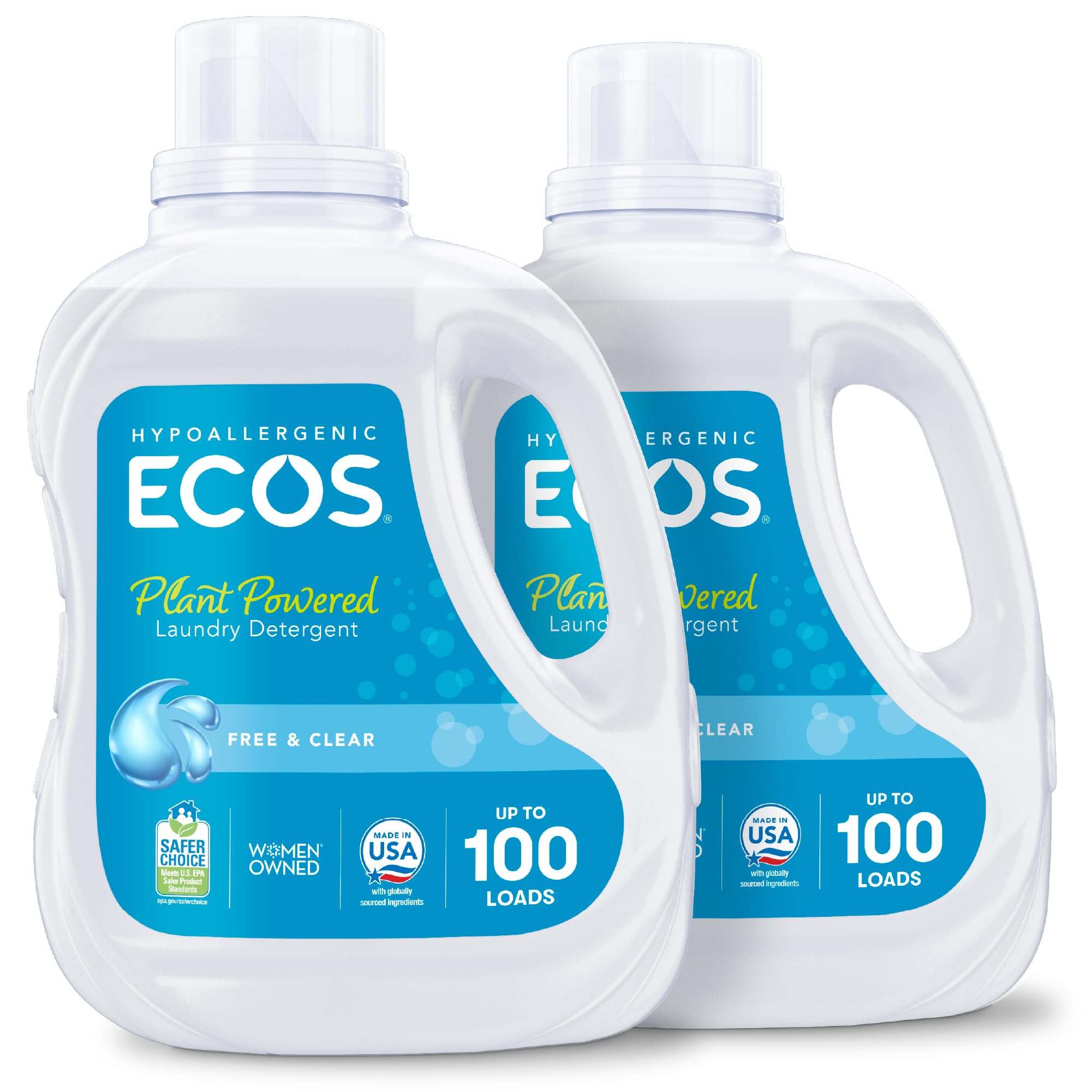 ECOS Laundry Detergent Liquid Free and Clear twin-pack bottles