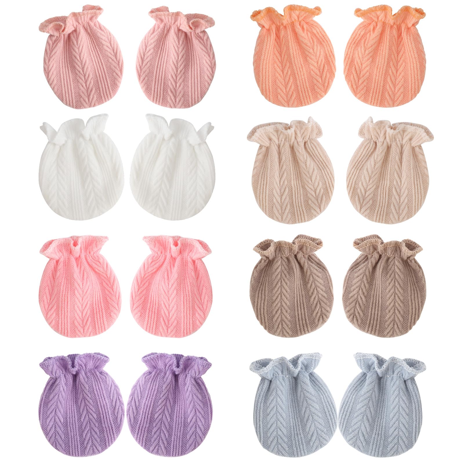 BQUBO newborn cotton no-scratch mittens with elastic wrist for 0-6 months