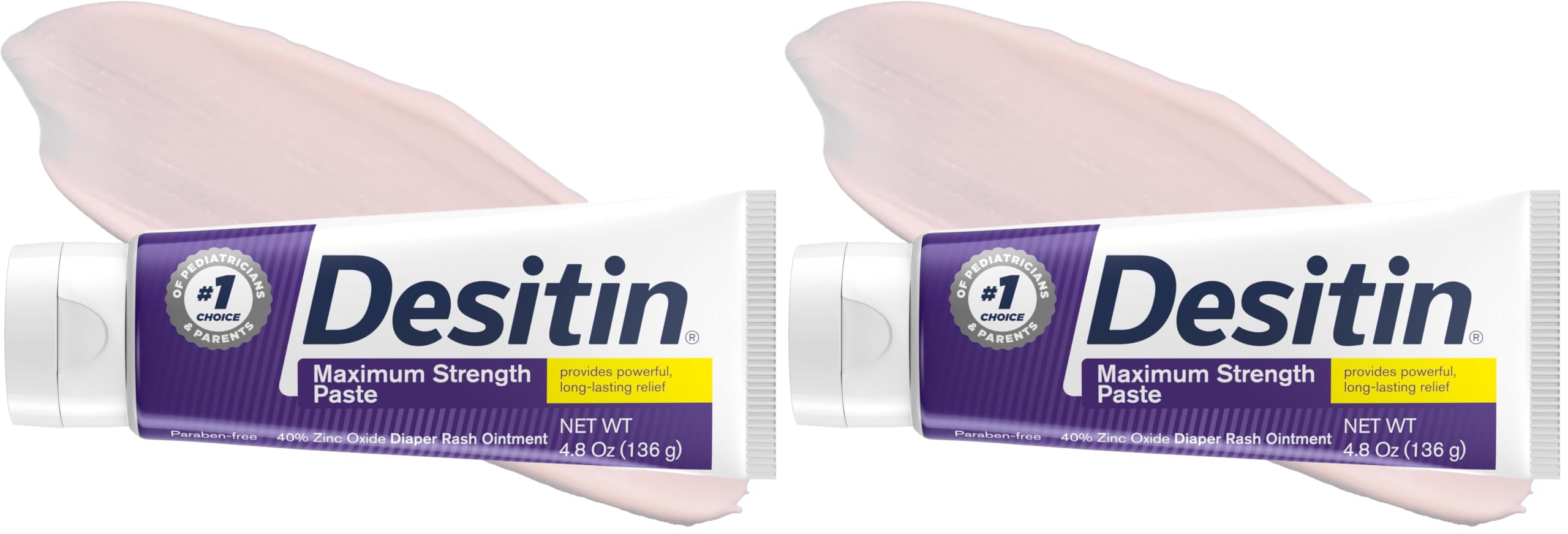 Desitin Maximum Strength Baby Diaper Rash Cream 40% Zinc Oxide 4.8 oz Pack of 2
