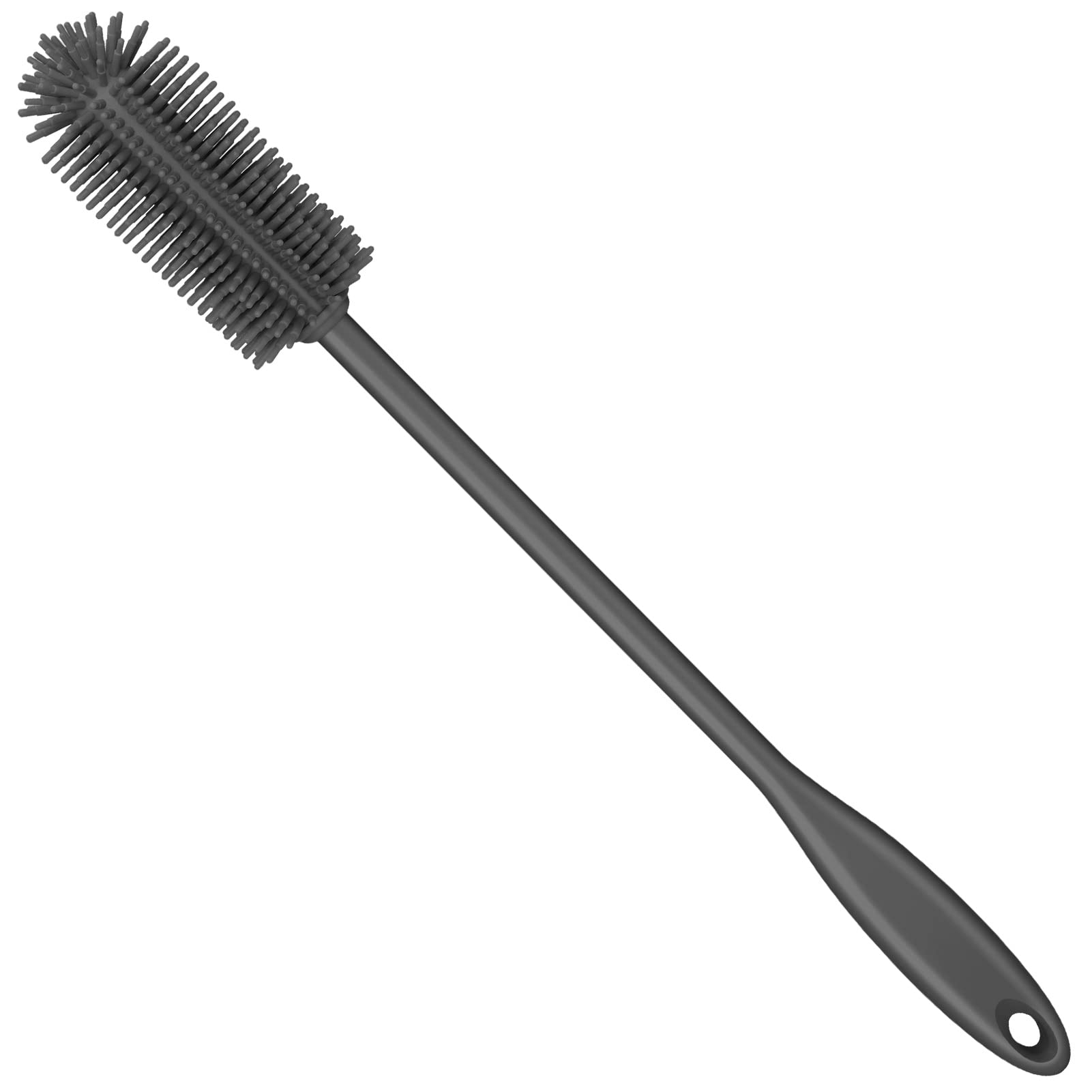 Purtribe silicone bottle brush with long handle in charcoal color